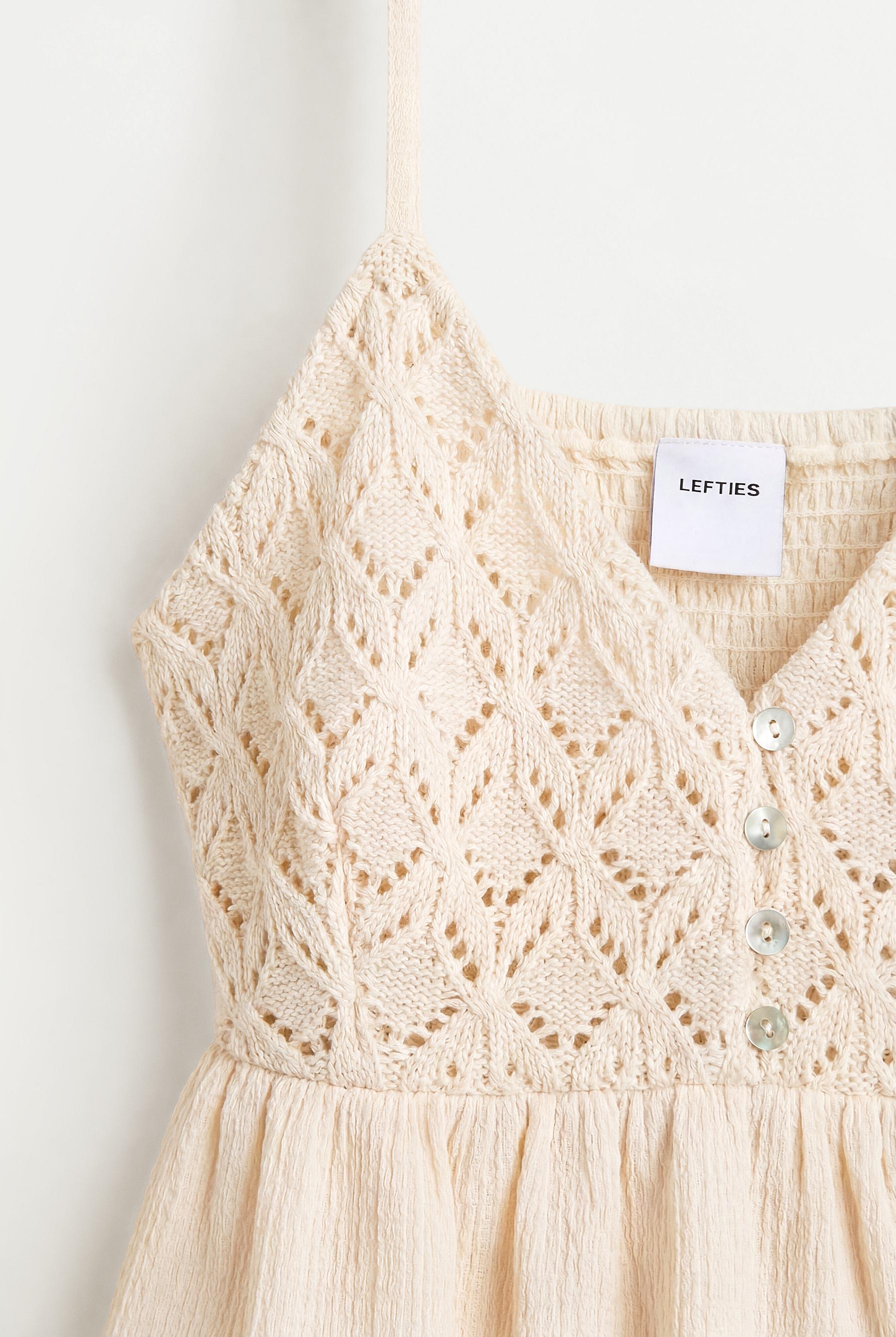 Crochet-effect top — OFF WHITE