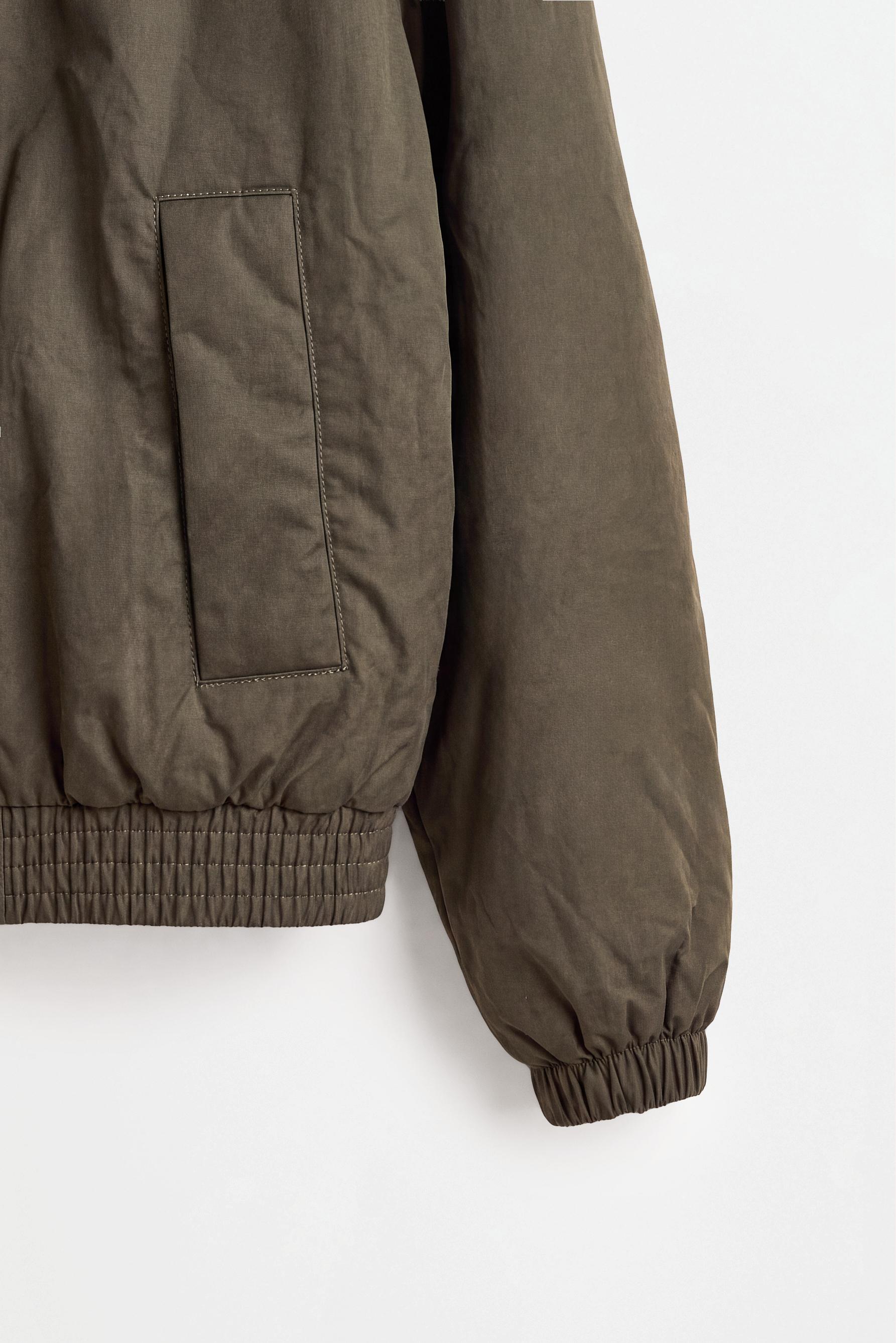 Padded shirt-style collar jacket — GREEN