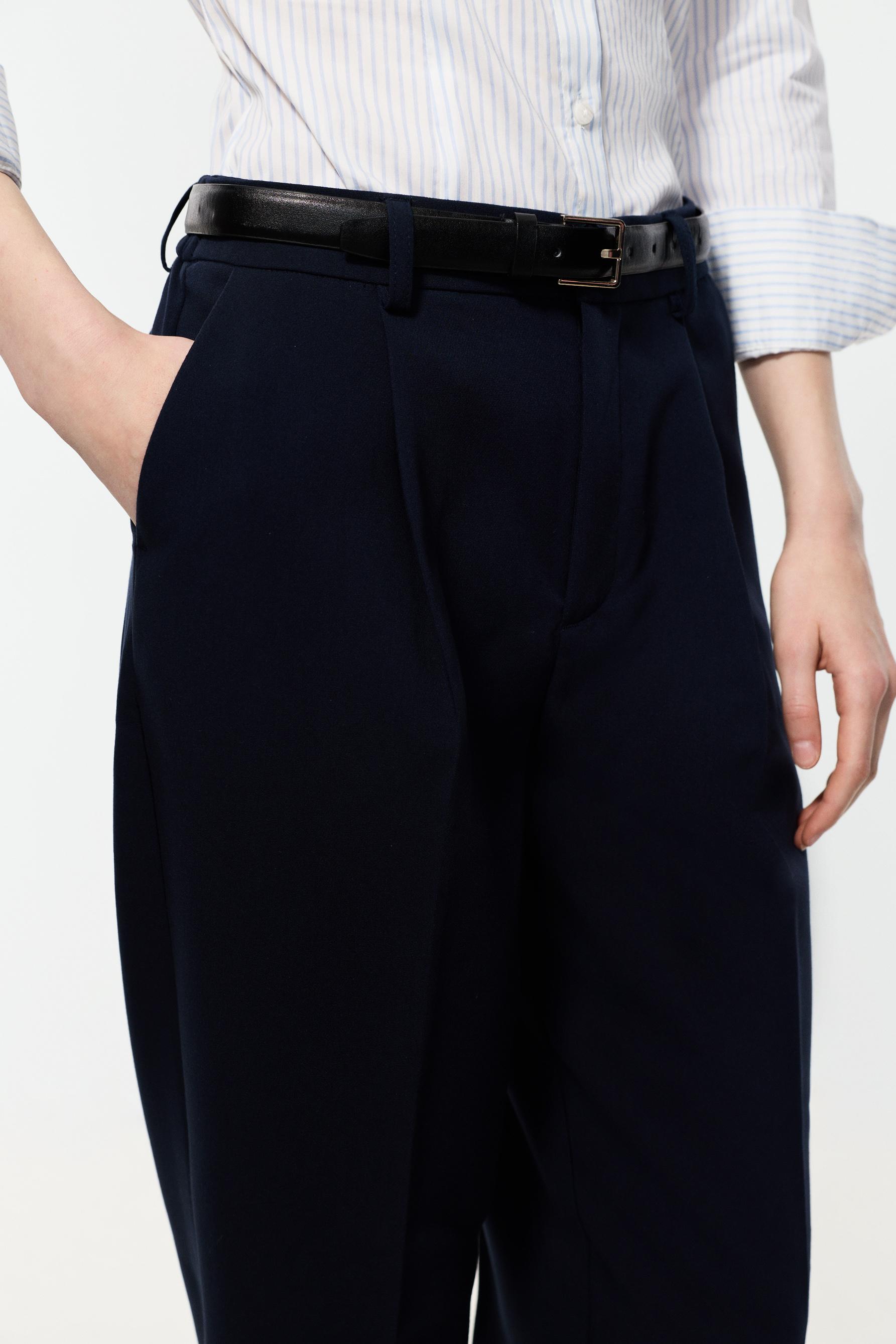 Carrot fit dress trousers — NAVY BLUE