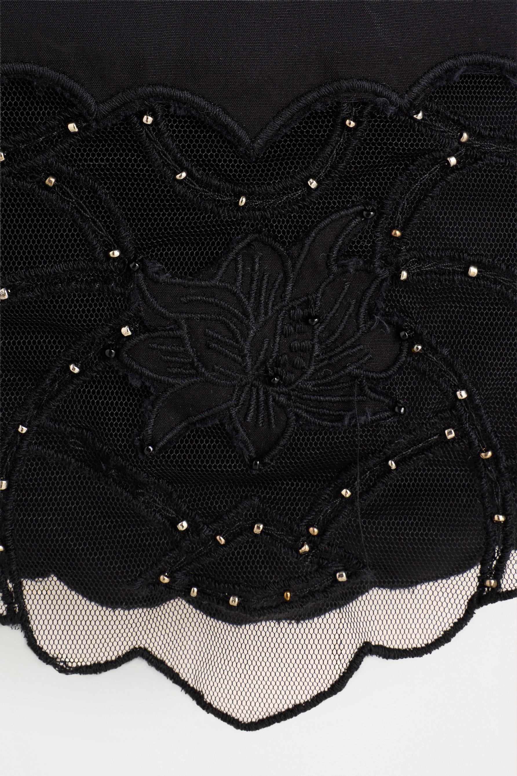 Beaded embroidered top — BLACK
