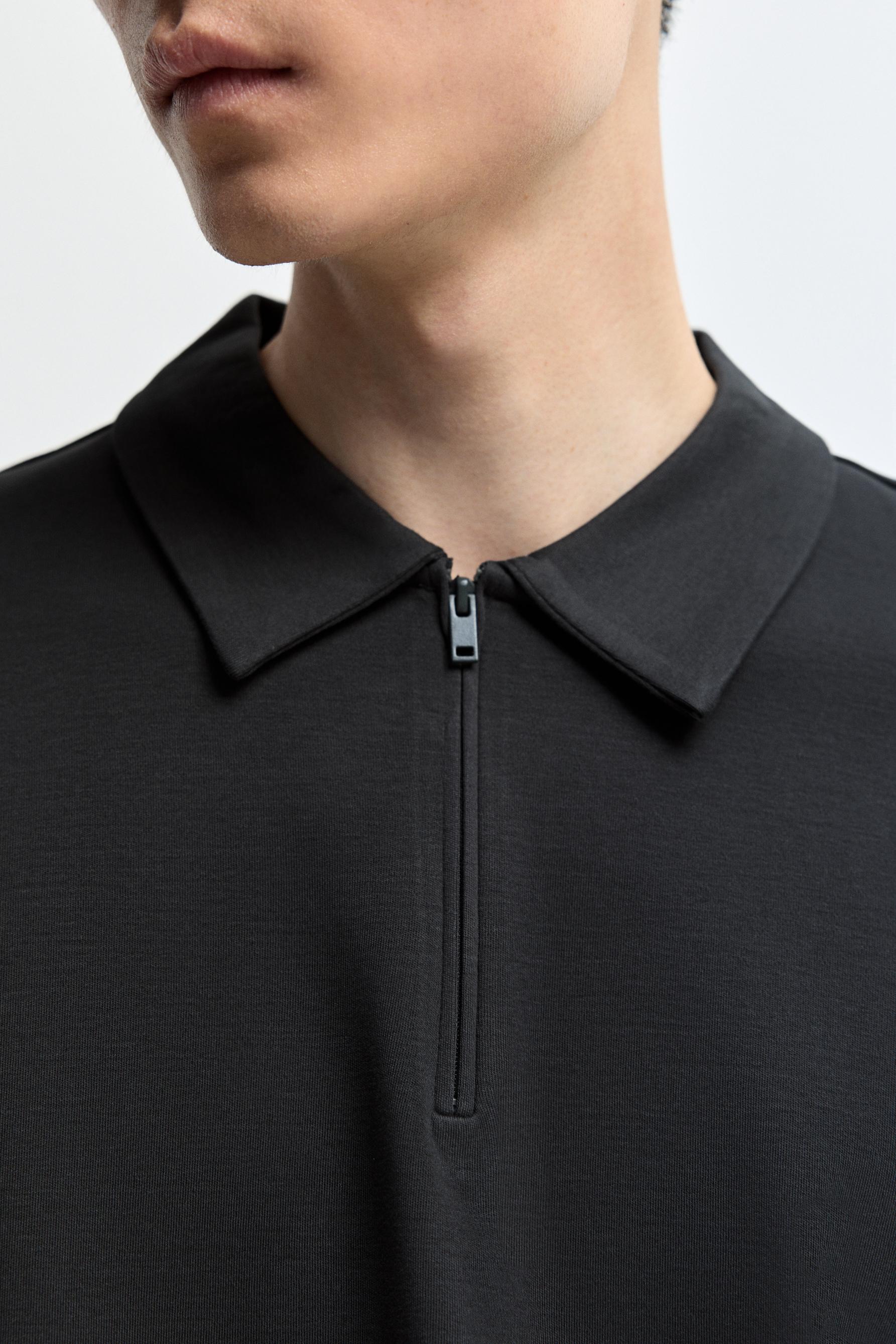 Interlock zip-up polo shirt — LEAD