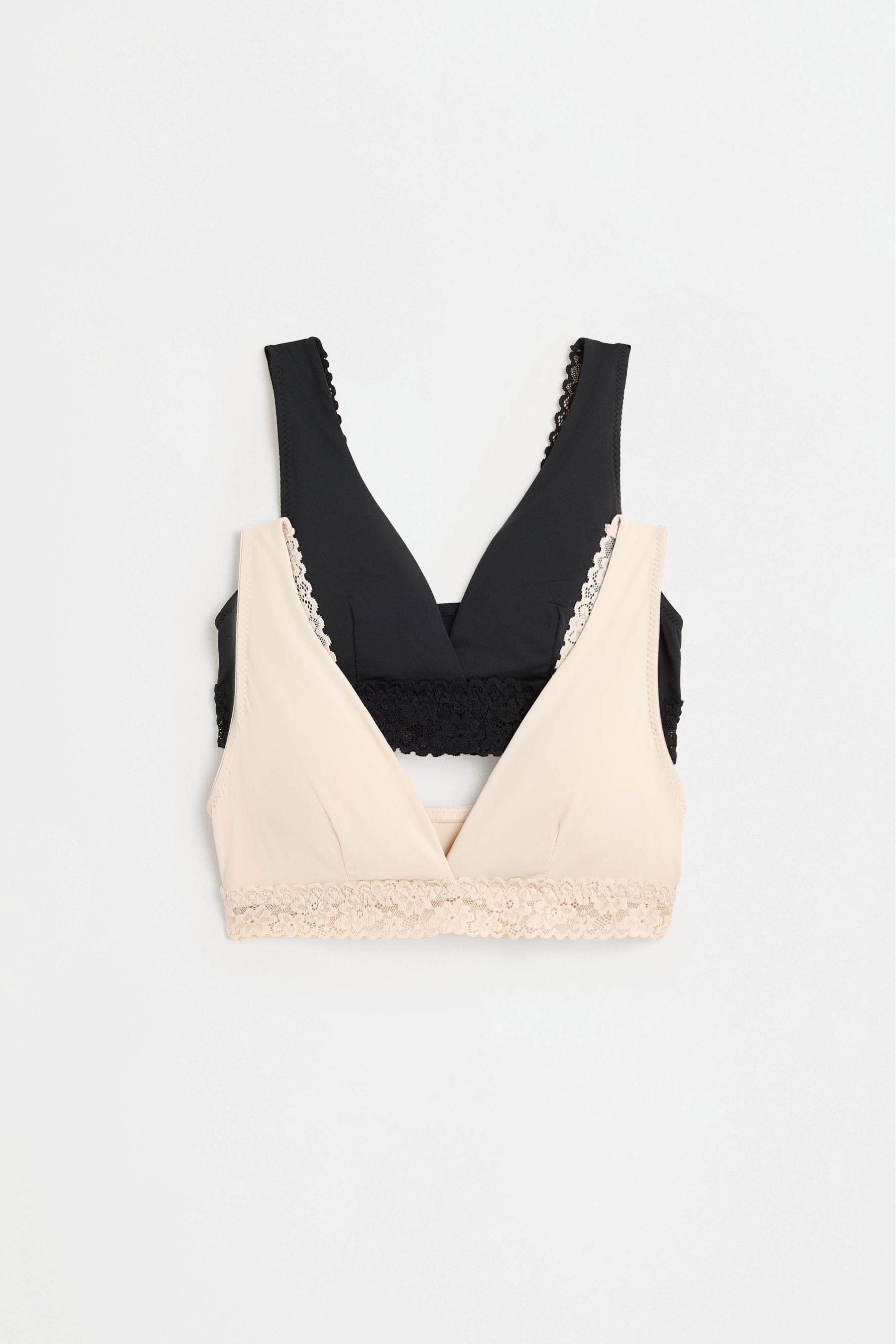 Lace triangle top (2-pack) — BEIGE