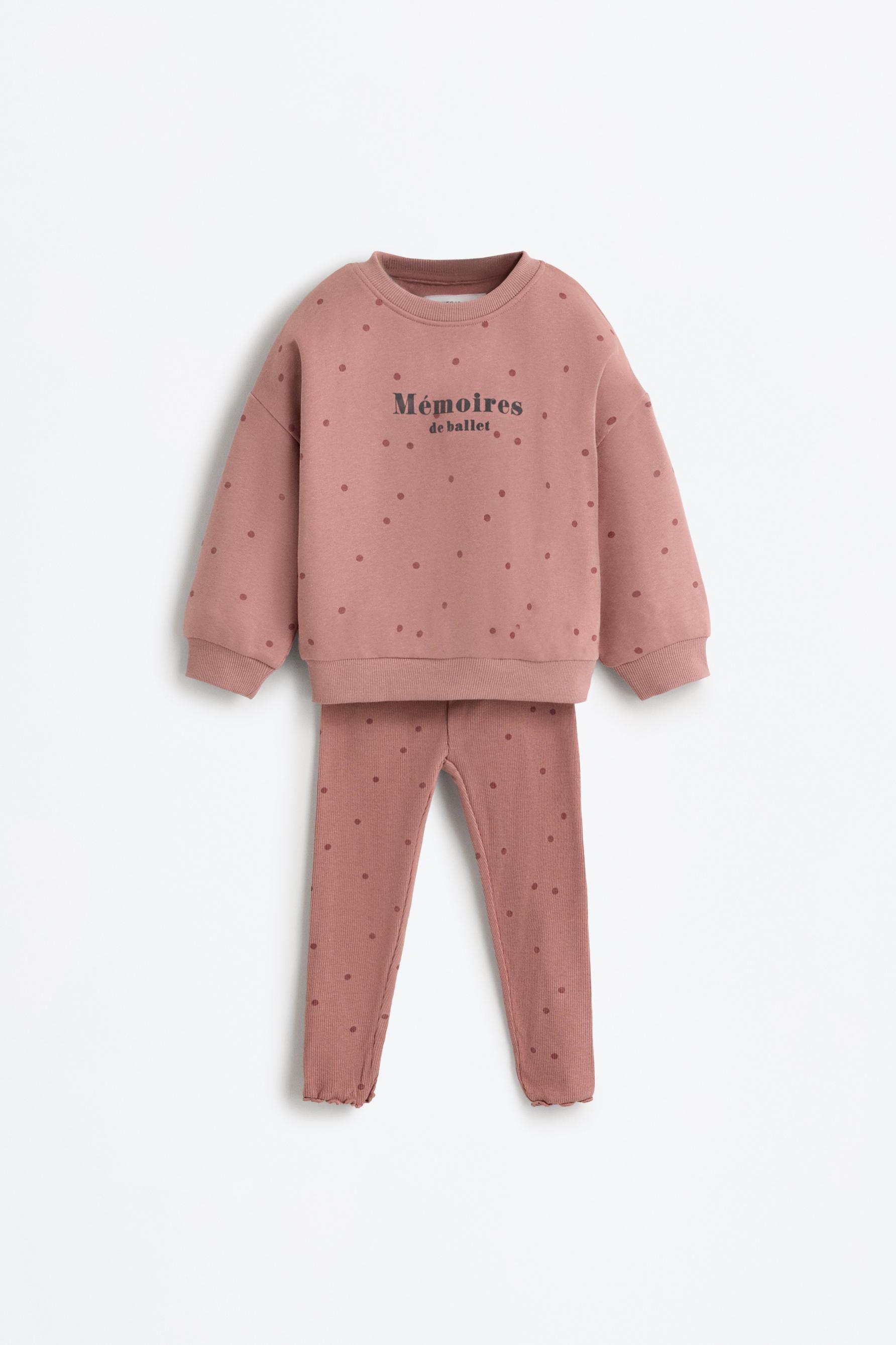 Conjunto sudadera estampada y legging canalé