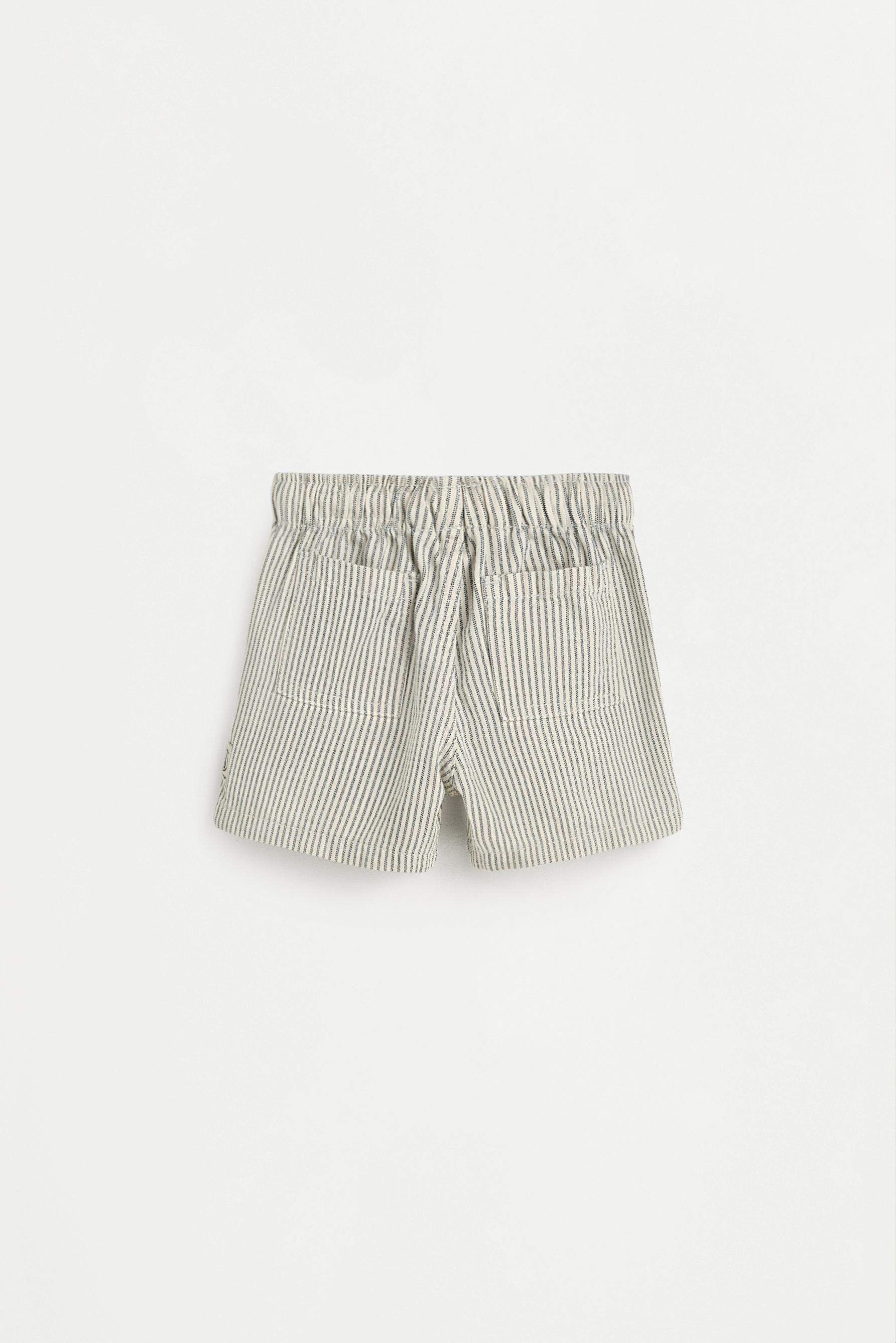 Striped denim jogger Bermuda shorts — BLUE TONES