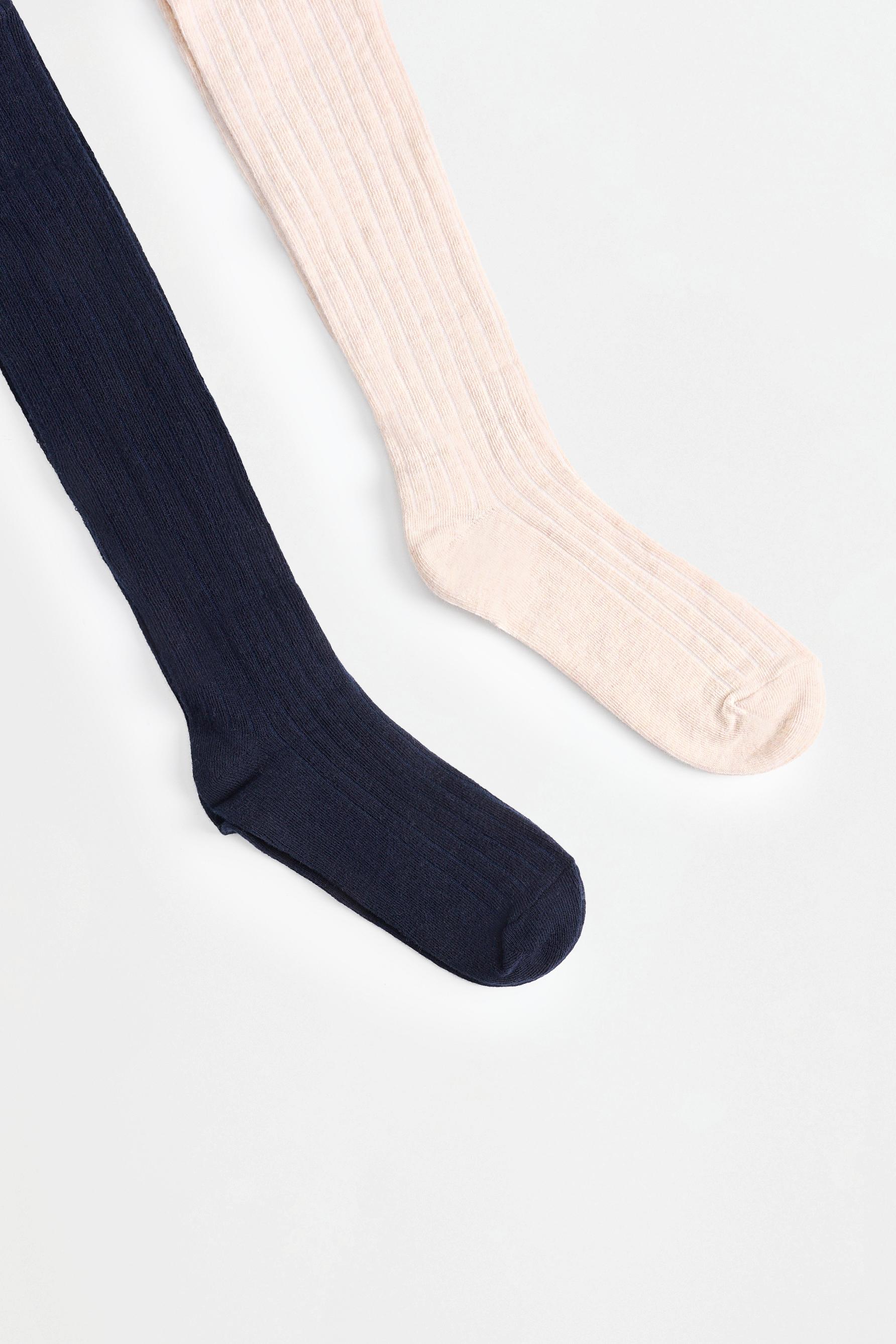 2-pack of ribbed tights — ECRU/NAVY
