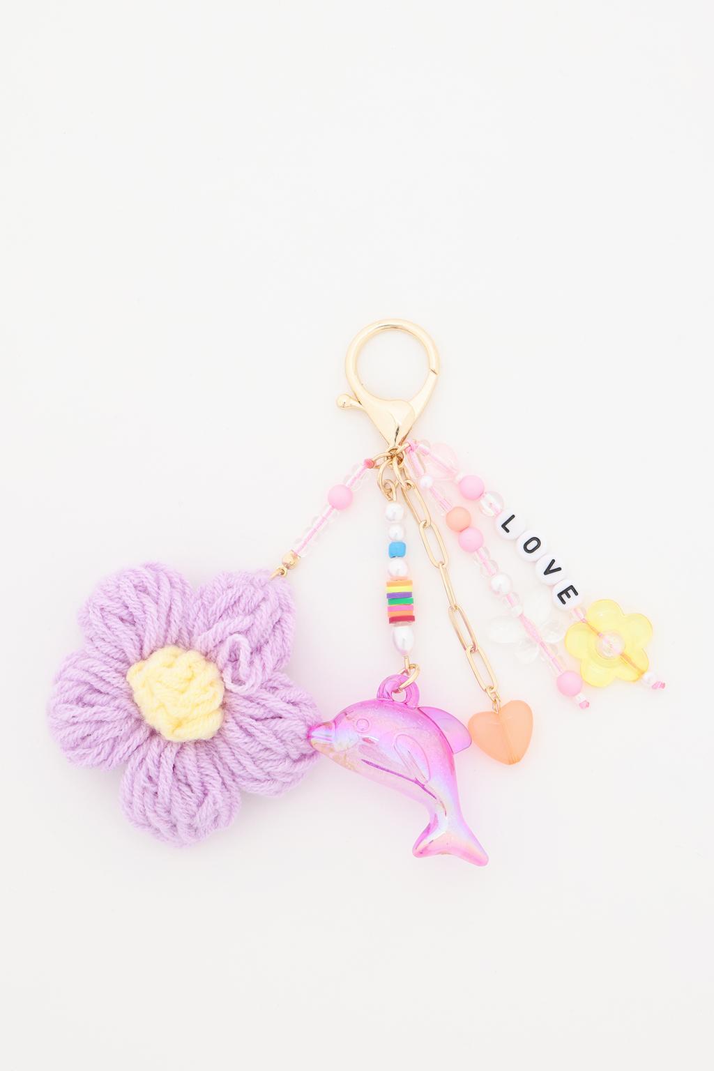 Crochet flower key ring