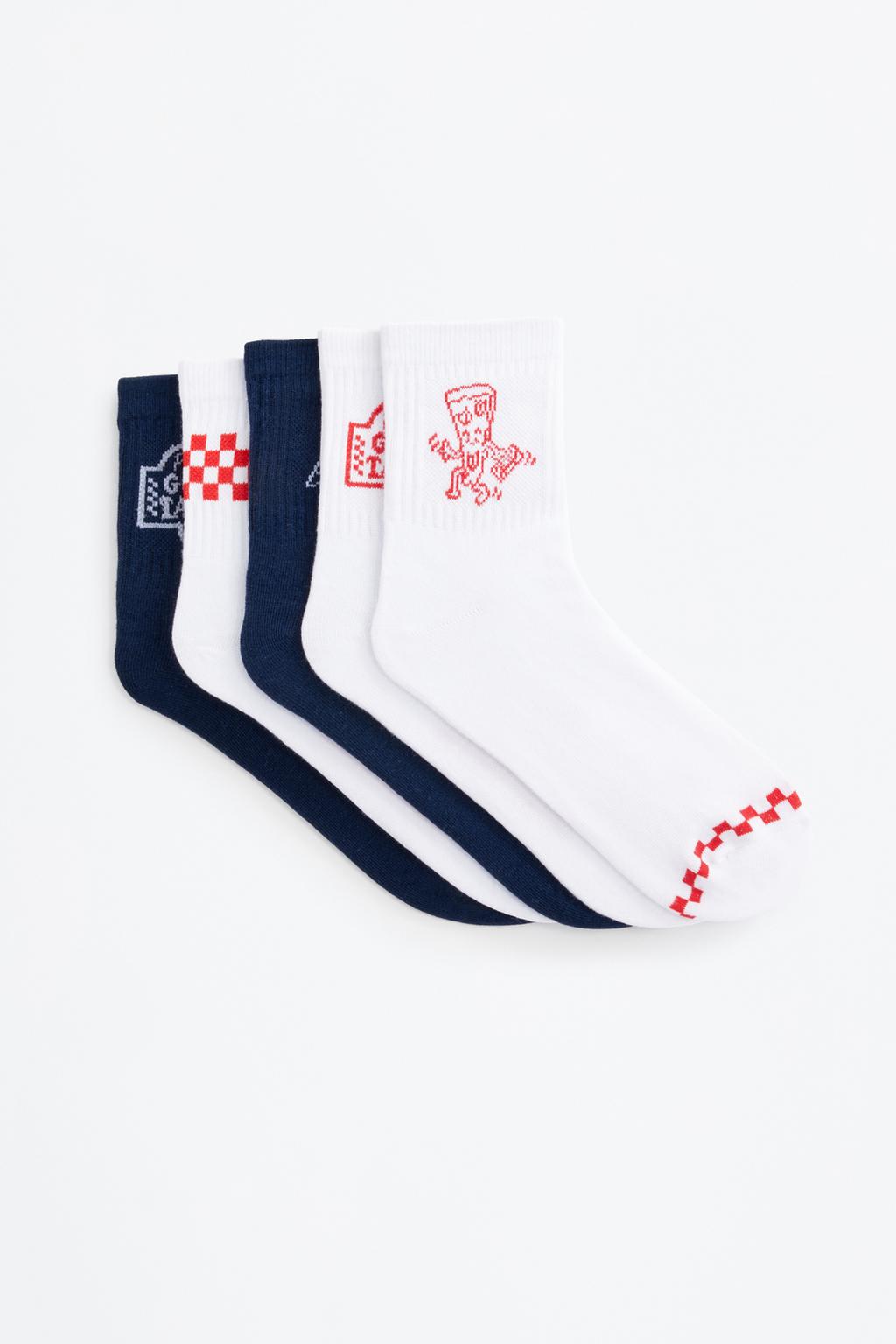 5-pack of contrast long ankle socks