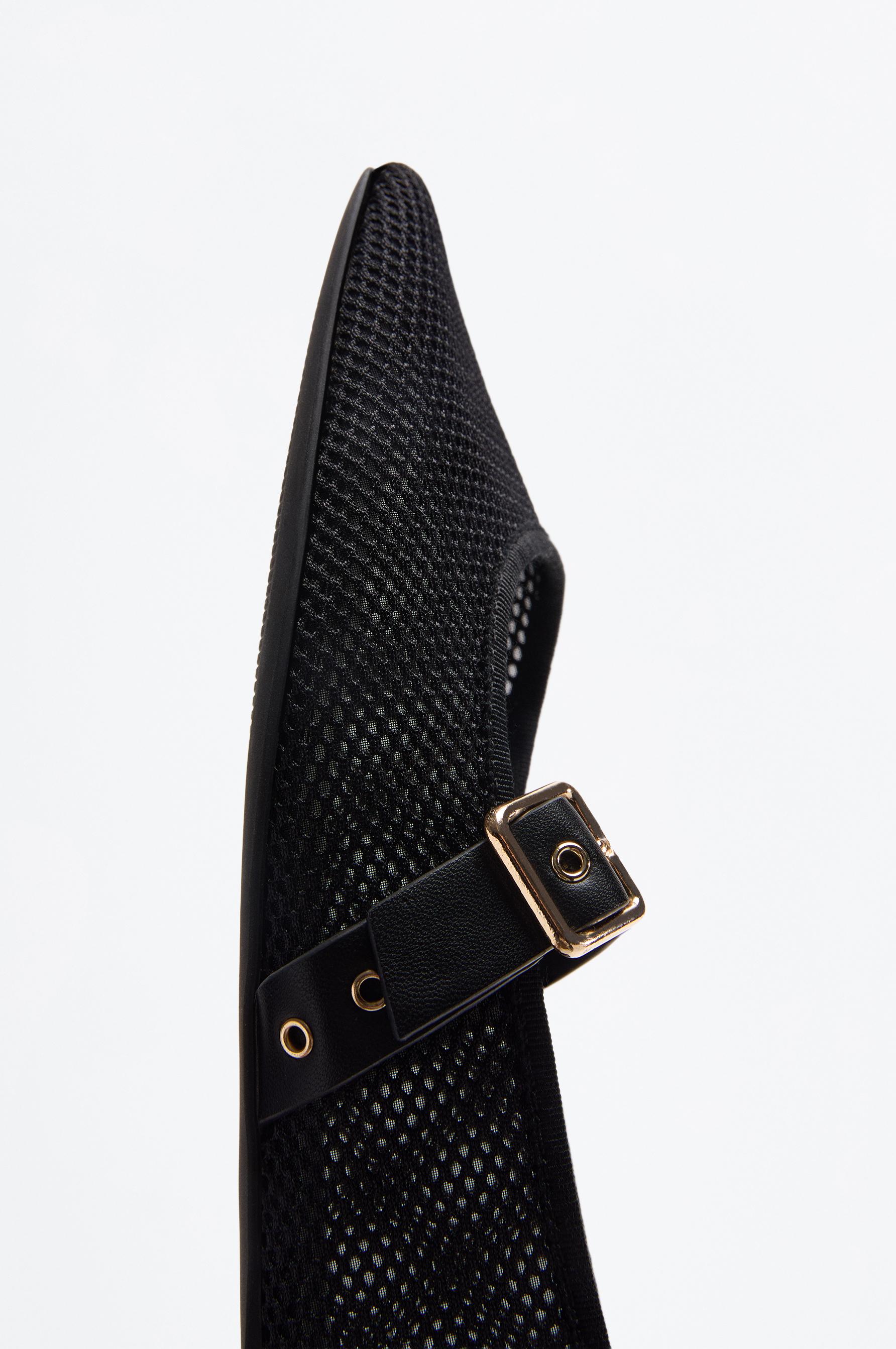 Fabric strap ballet flat — BLACK