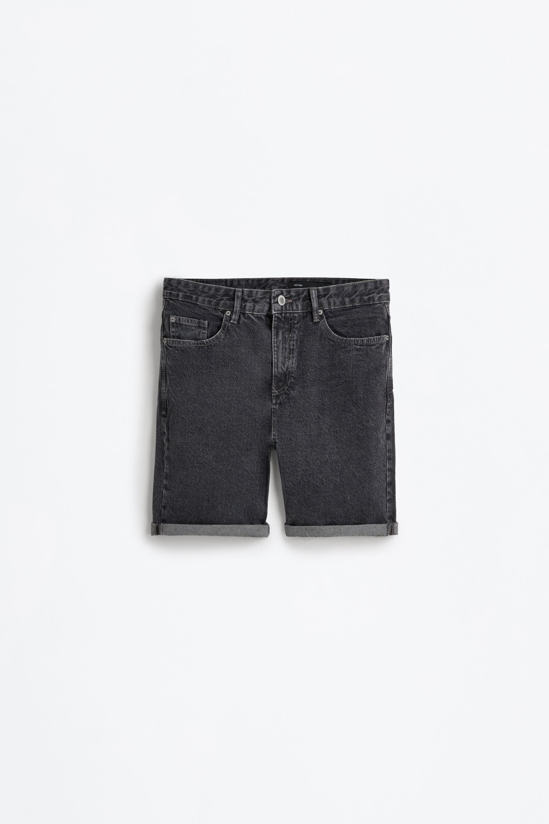 Regular fit denim Bermuda shorts — CHARCOAL