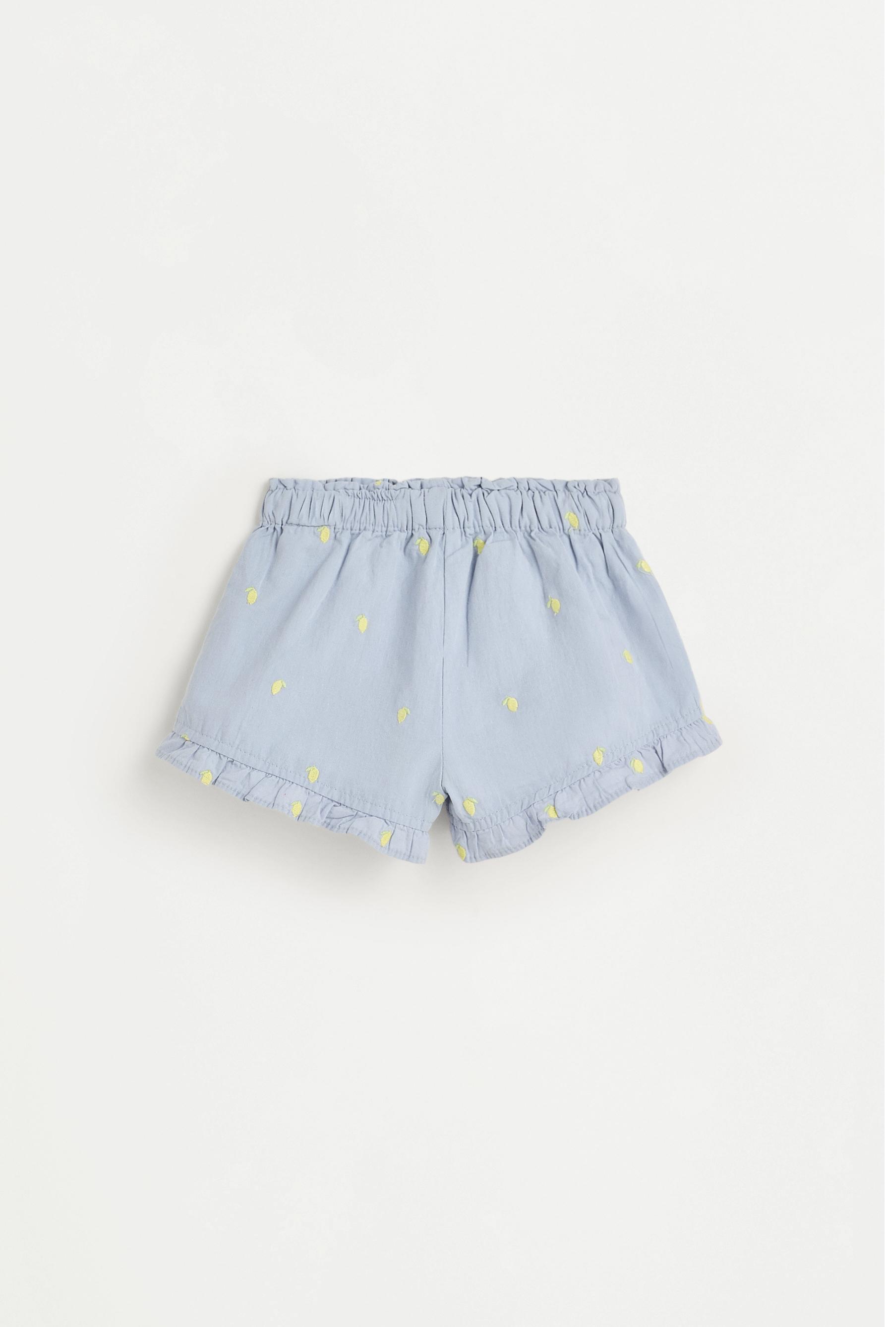 Cherry embroidered blouse and shorts co-ord — LAVENDER BLUE