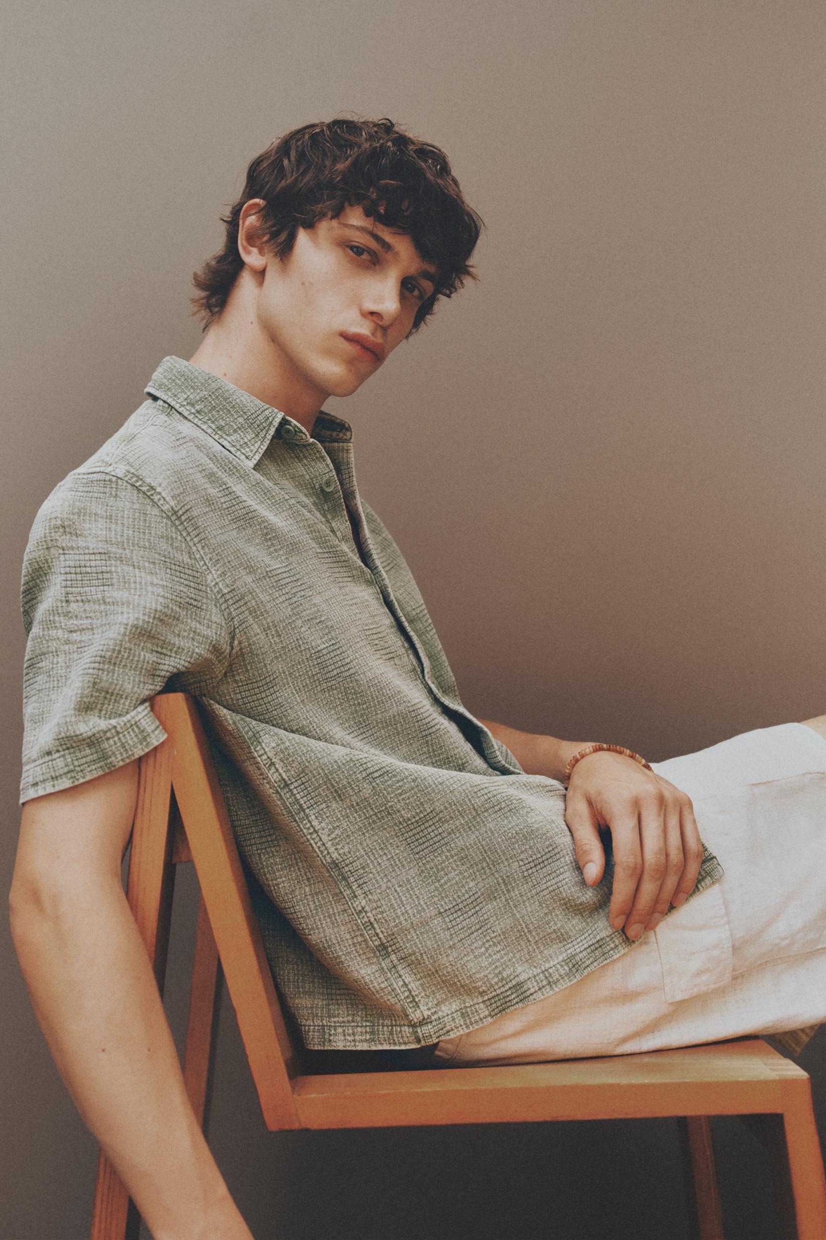 Plaid short sleeve shirt — GREEN