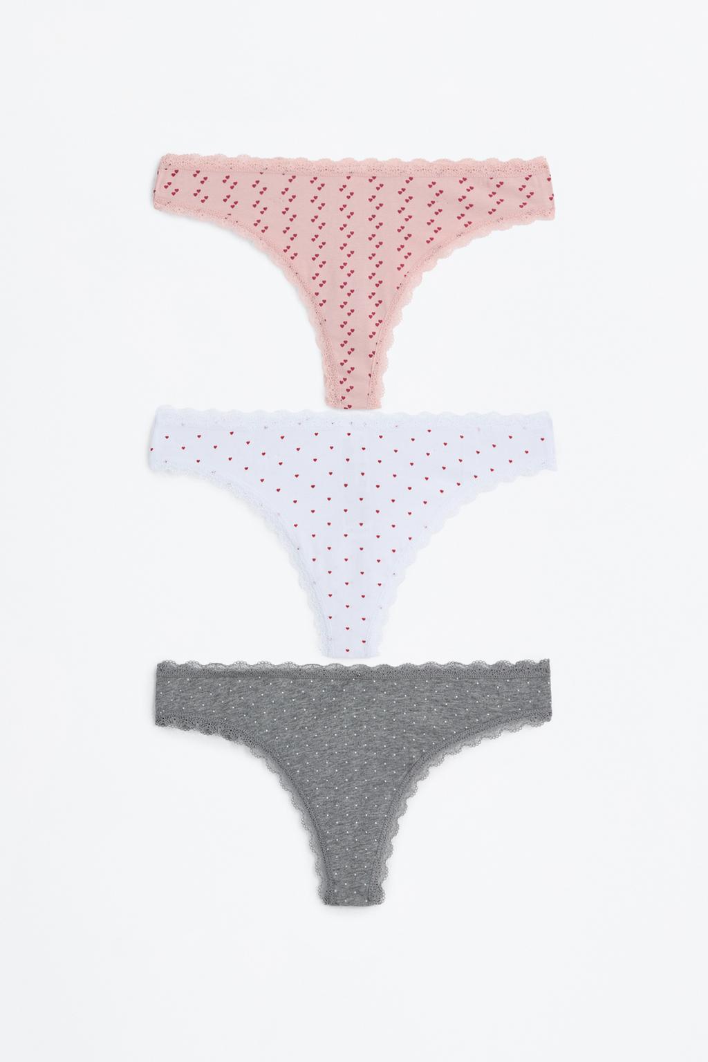 3-pack of Brazilian briefs with lace detail
