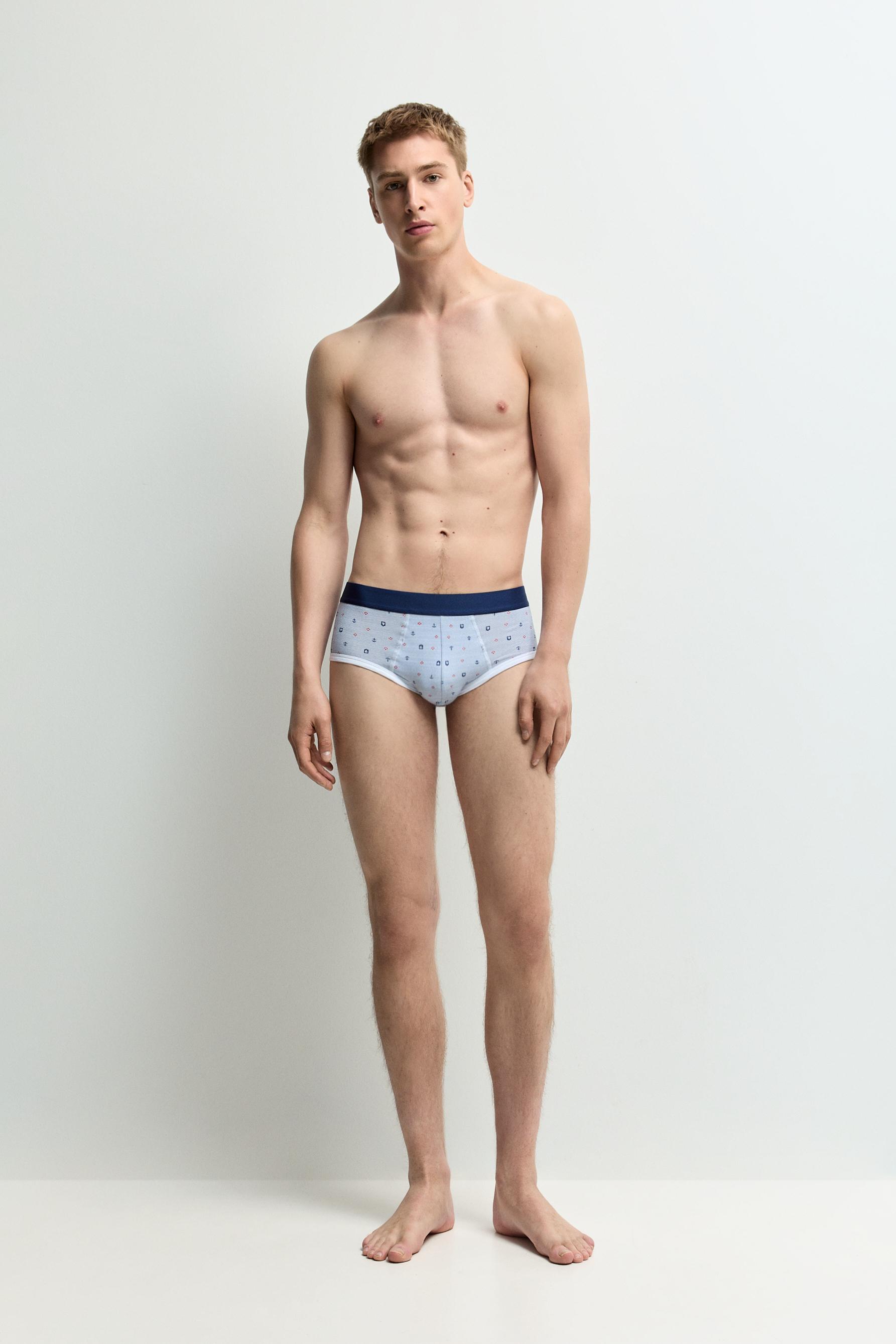 Pack of 5 contrast briefs — NAVY