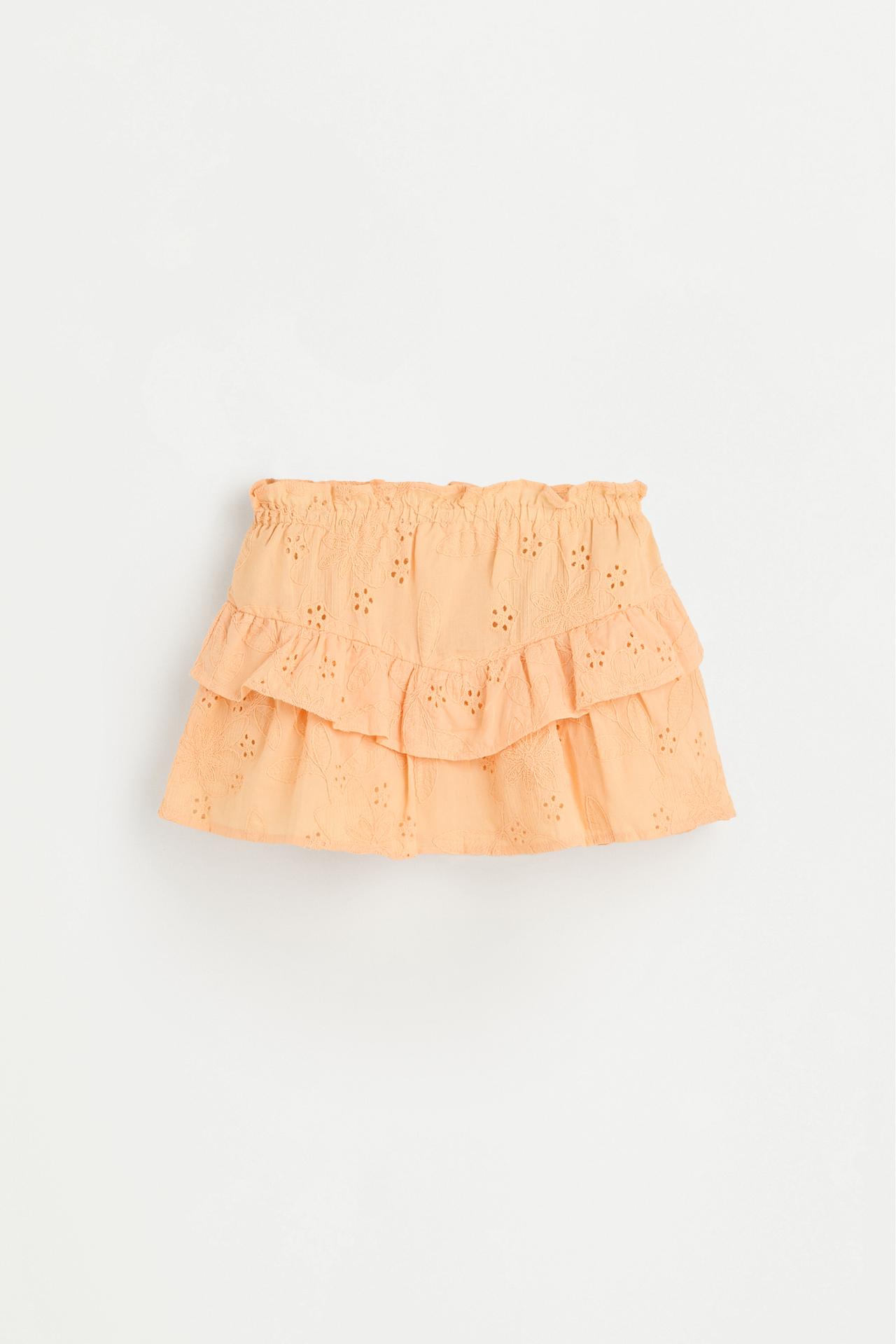 Swiss embroidery ruffled skirt — LIGHT ORANGE
