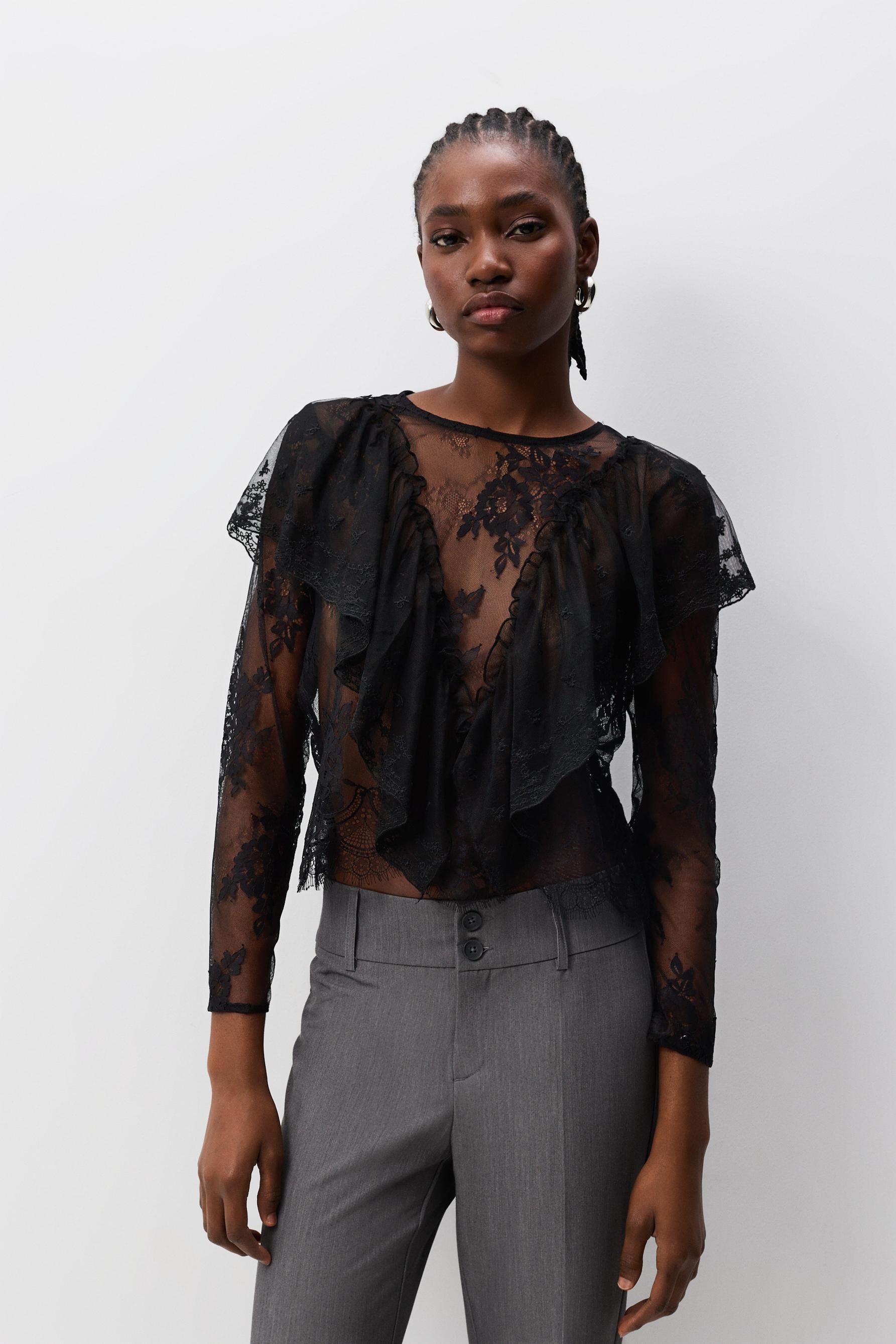 Top encaje manga larga