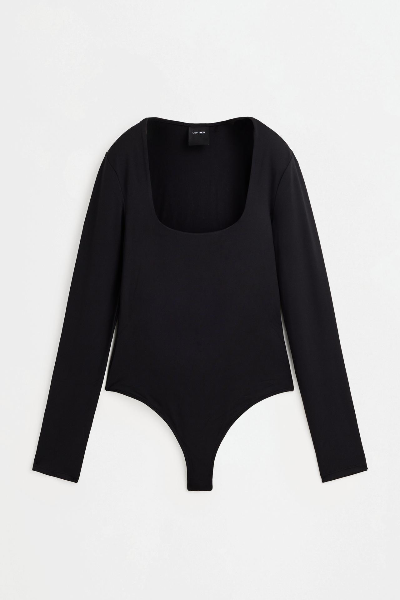 Bodysuit with square neckline — BLACK