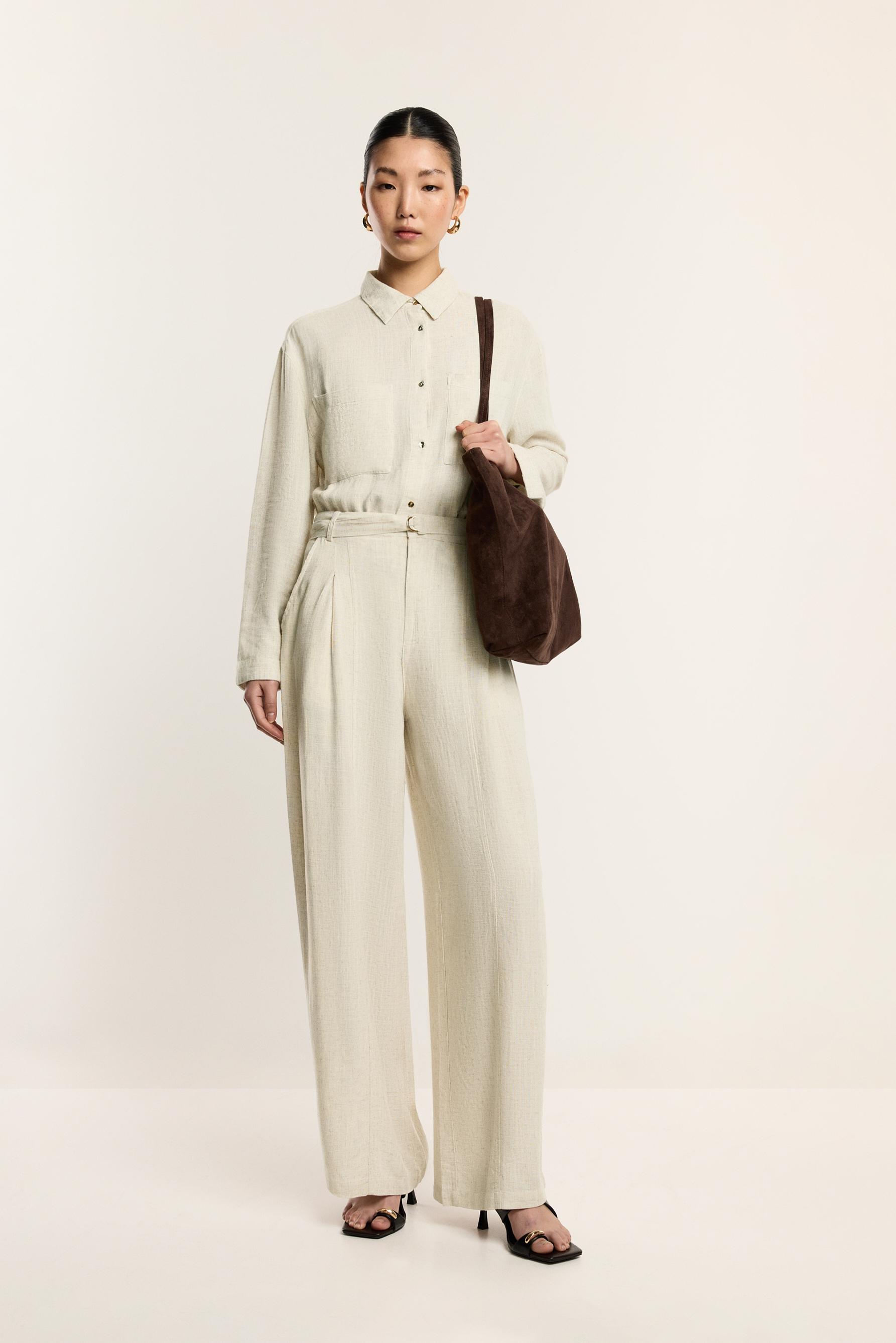 Pantalón denim ligero palazzo