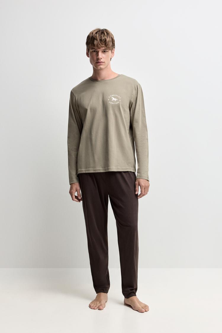 Long Printed Pajamas — PALE GREEN