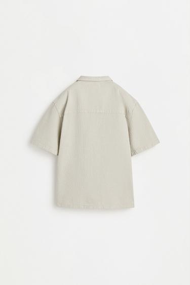 Textured resort shirt — STONE 2