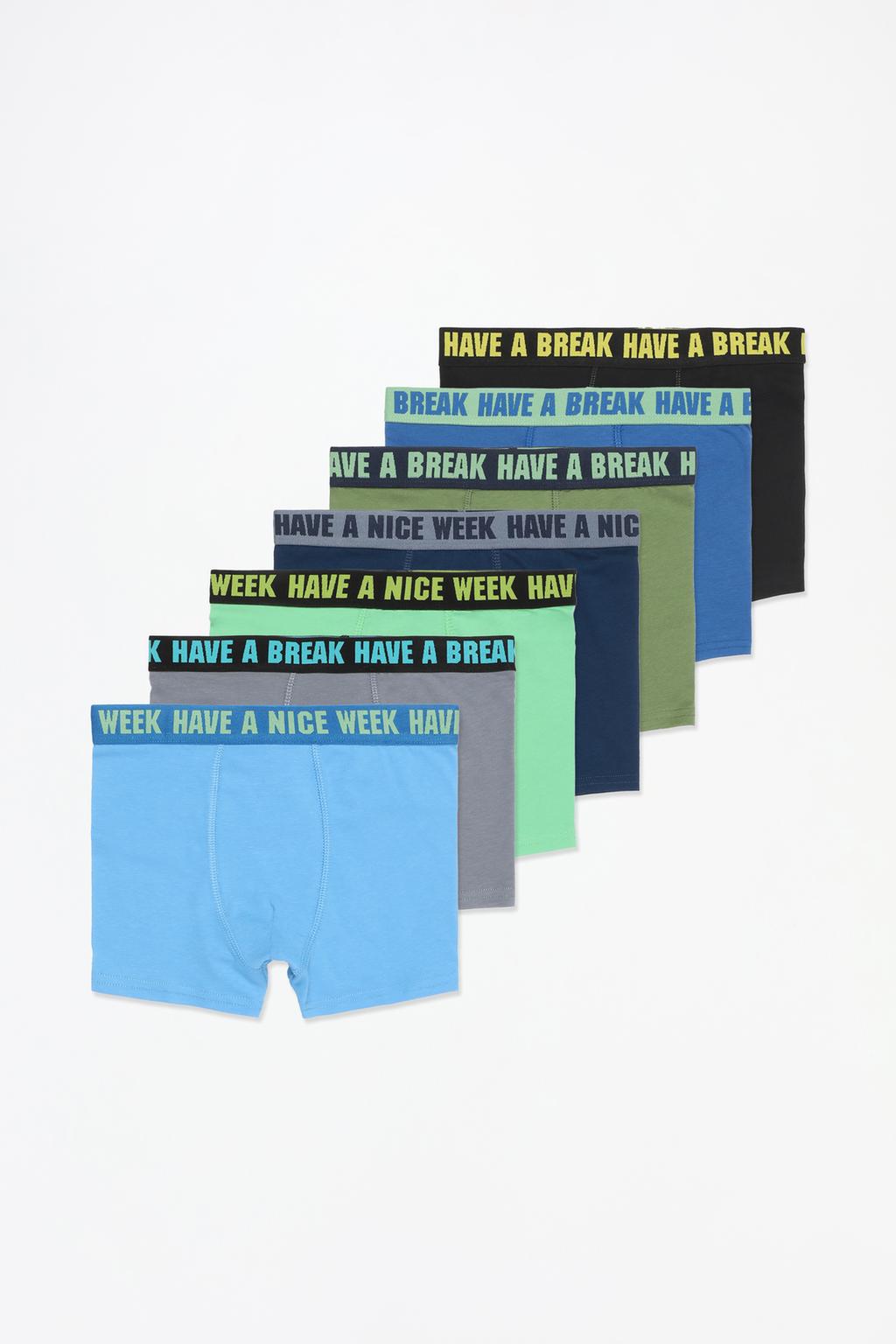 Pack of 7 slogan boxers