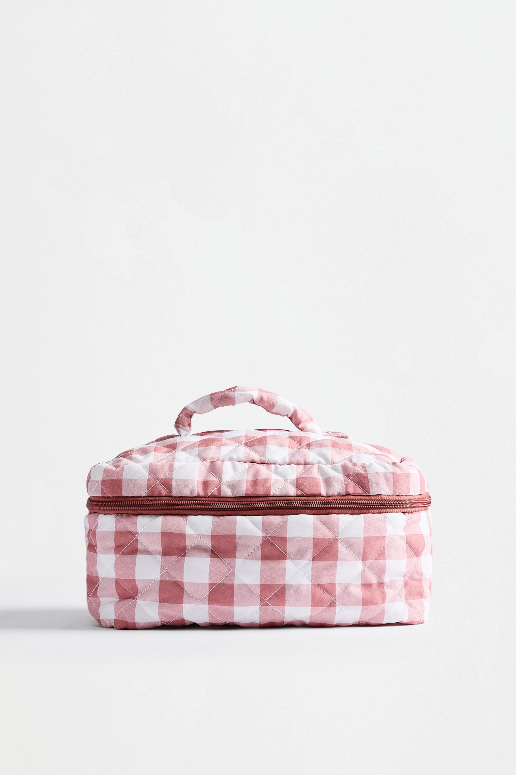Large gingham toiletry bag — PASTEL PINK