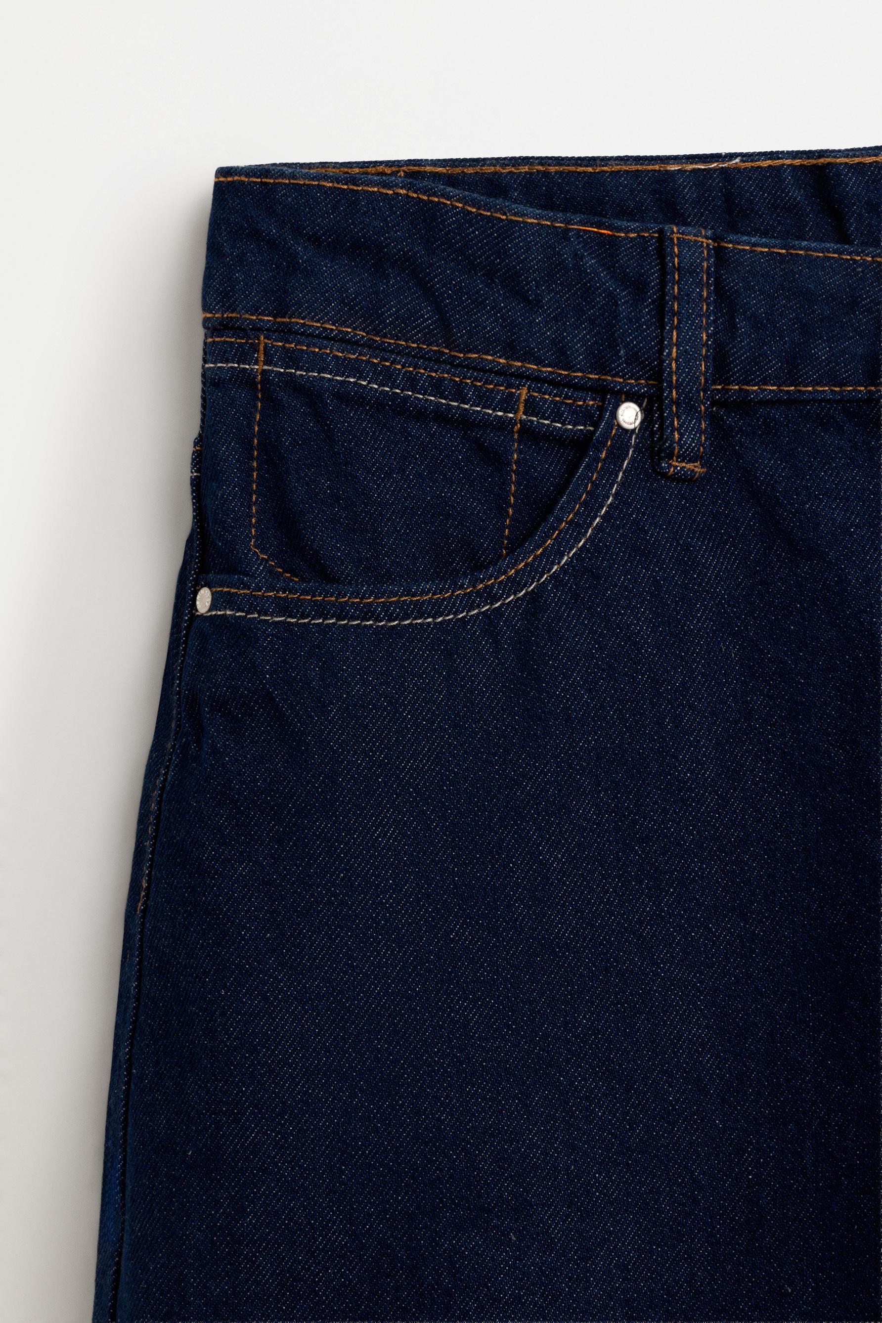 Basic mom fit denim shorts — DARK BLUE