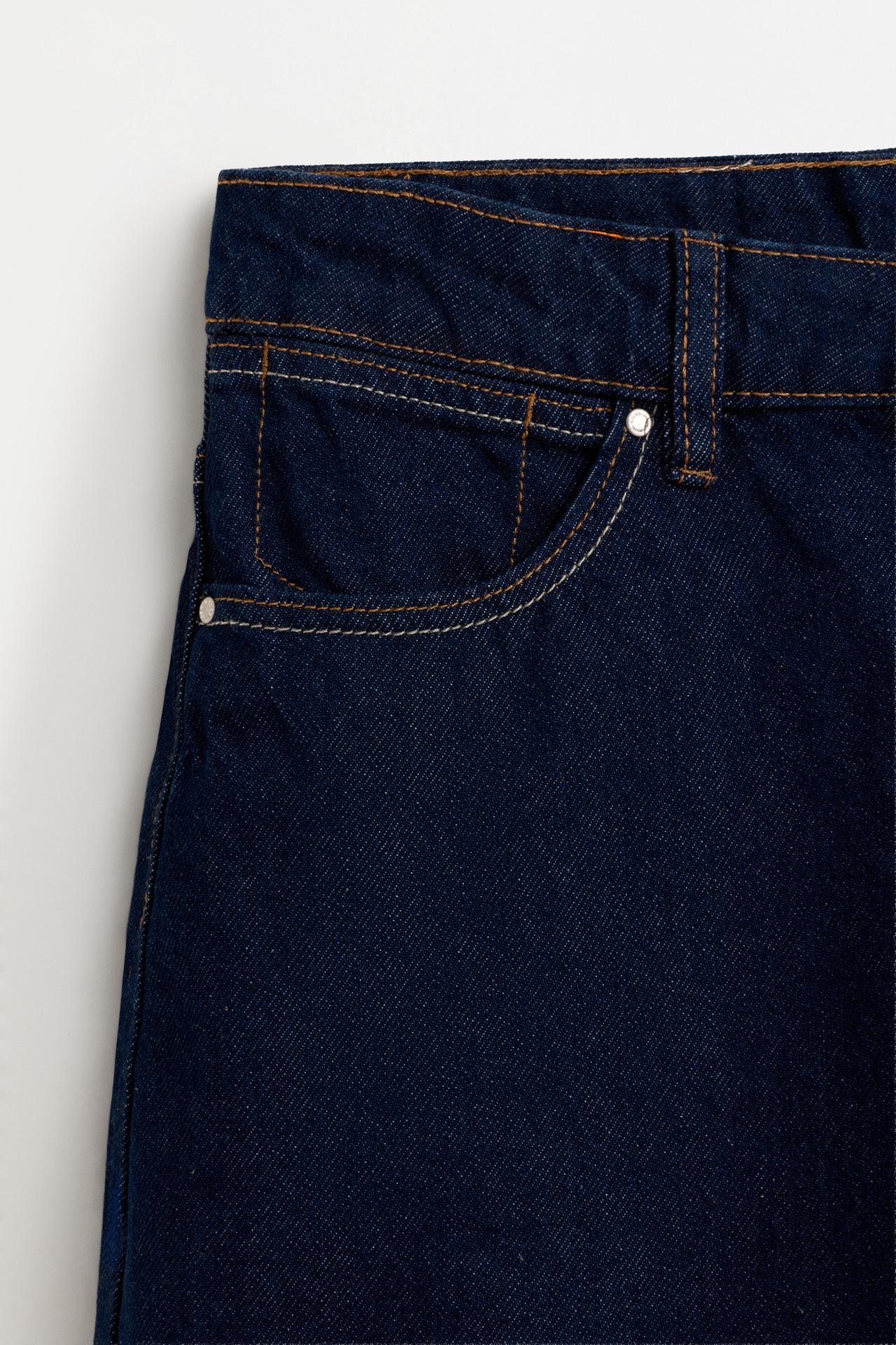 Basic mom fit denim shorts — DARK BLUE