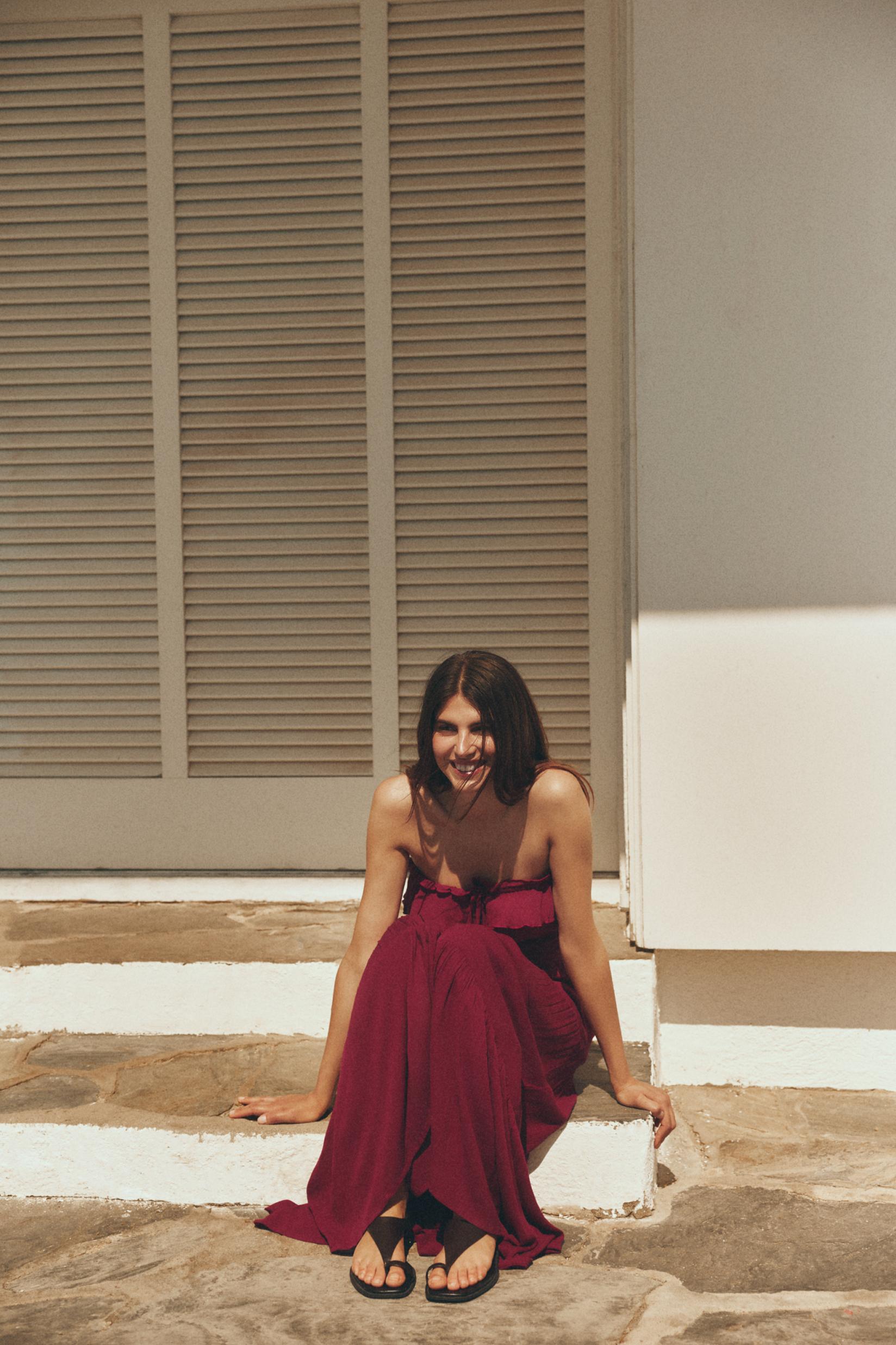 Basic textured midi skirt — MAROON