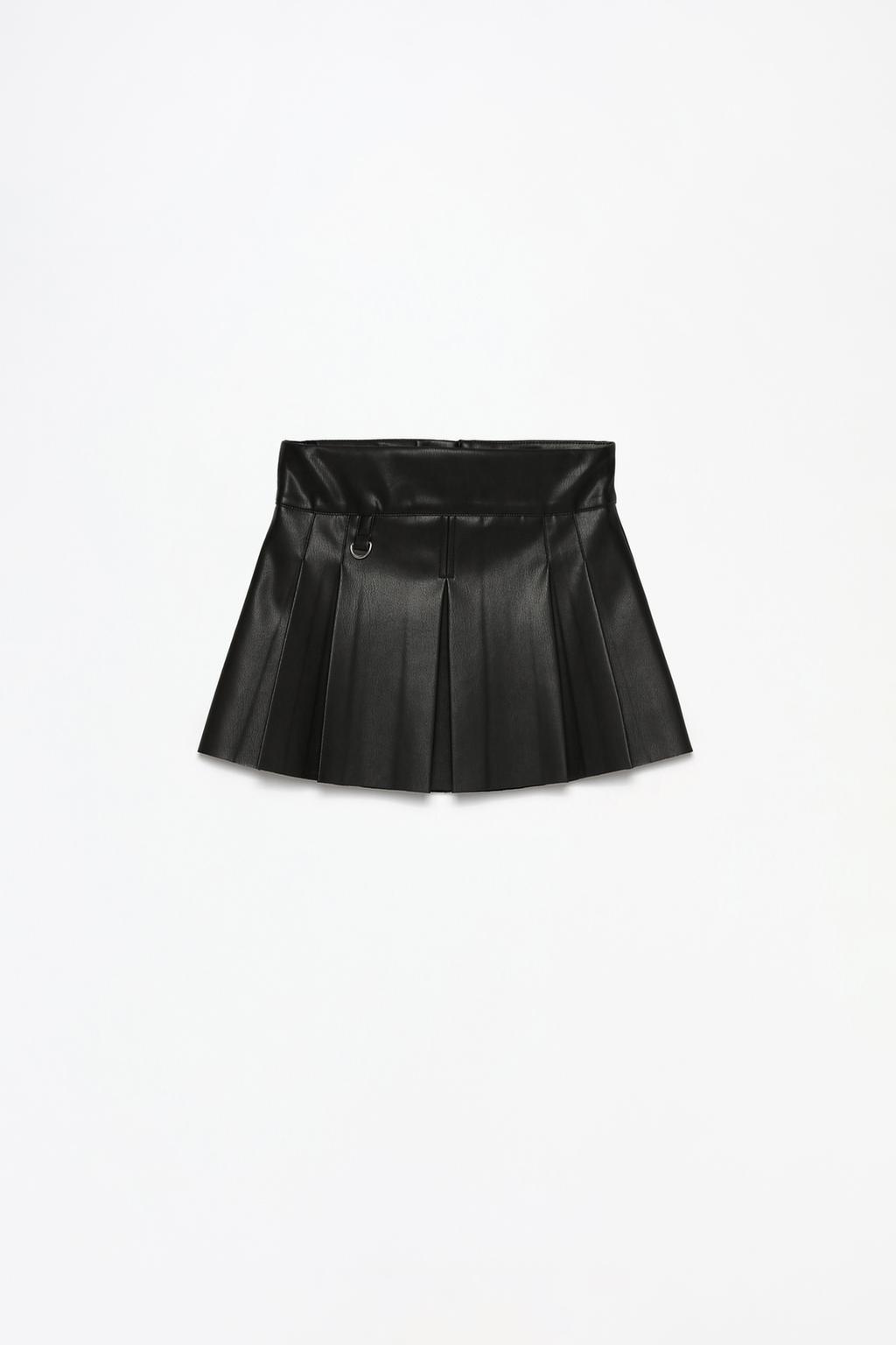 Faux leather box pleat skirt