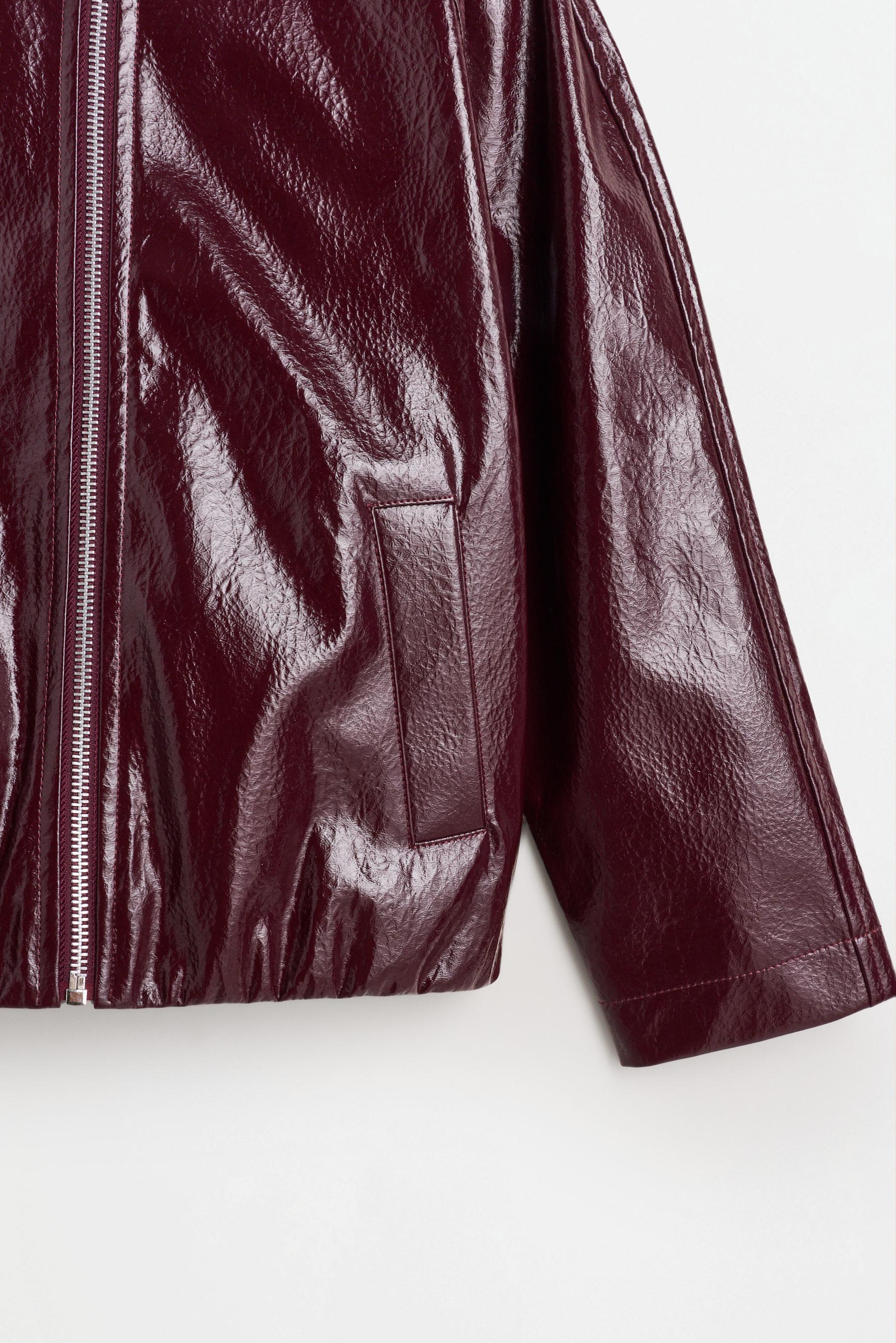Leather effect bomber jacket — MAROON