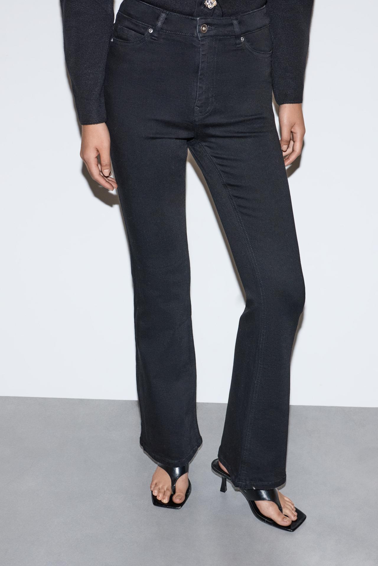 High-waist basic bell bottom jeans — CHARCOAL