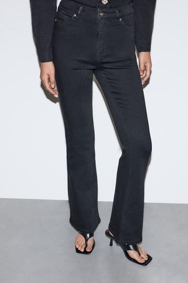 High-waist basic bell bottom jeans — CHARCOAL 1