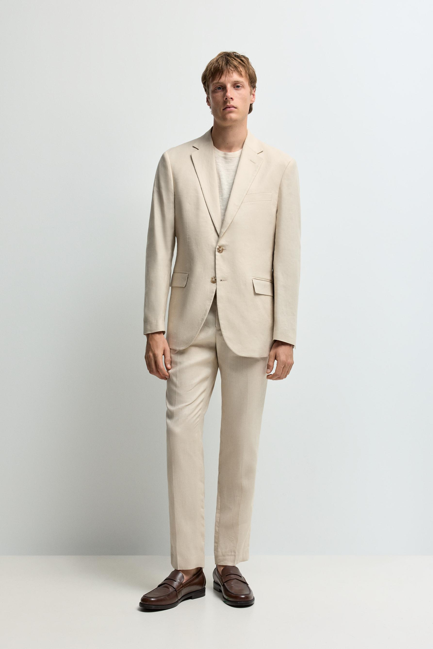 100% linen suit blazer — ECRU