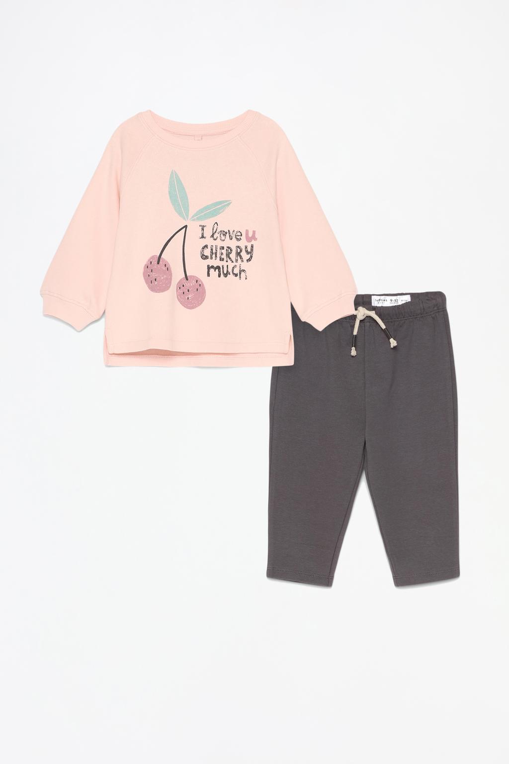 Conjunto de sweatshirt e calças de felpa