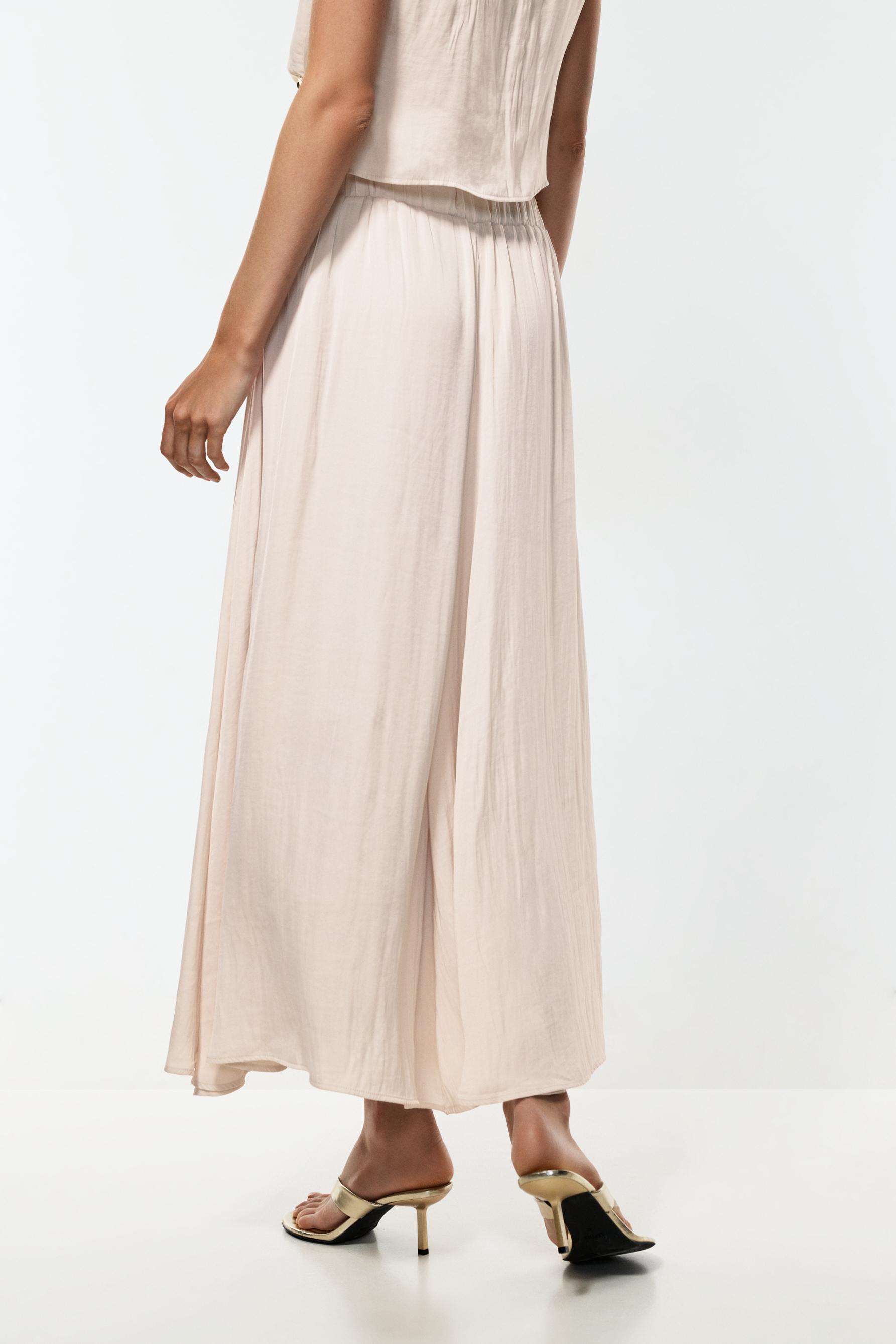 Textured satin midi skirt — CREAM
