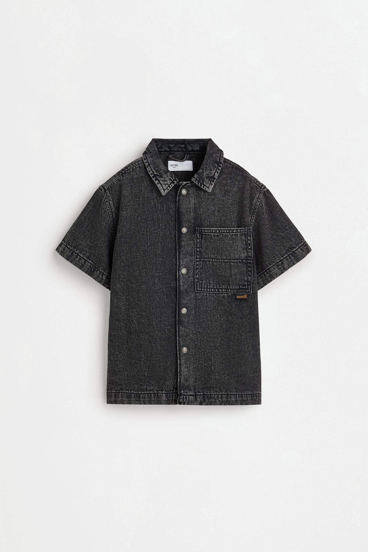 Short sleeve denim shirt — BLACK