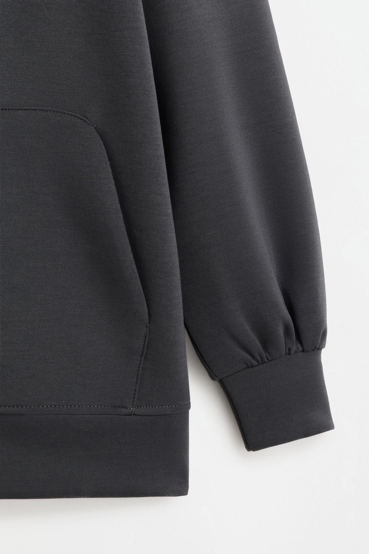Neoprene-effect zip sweatshirt — BLACK