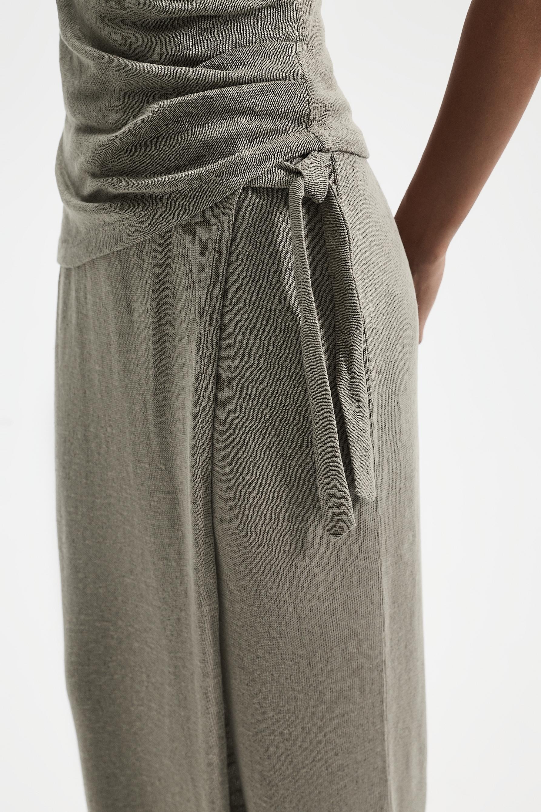 Wide-leg sarong trousers — PALE KHAKI
