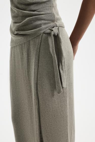 Wide-leg sarong trousers — PALE KHAKI 3