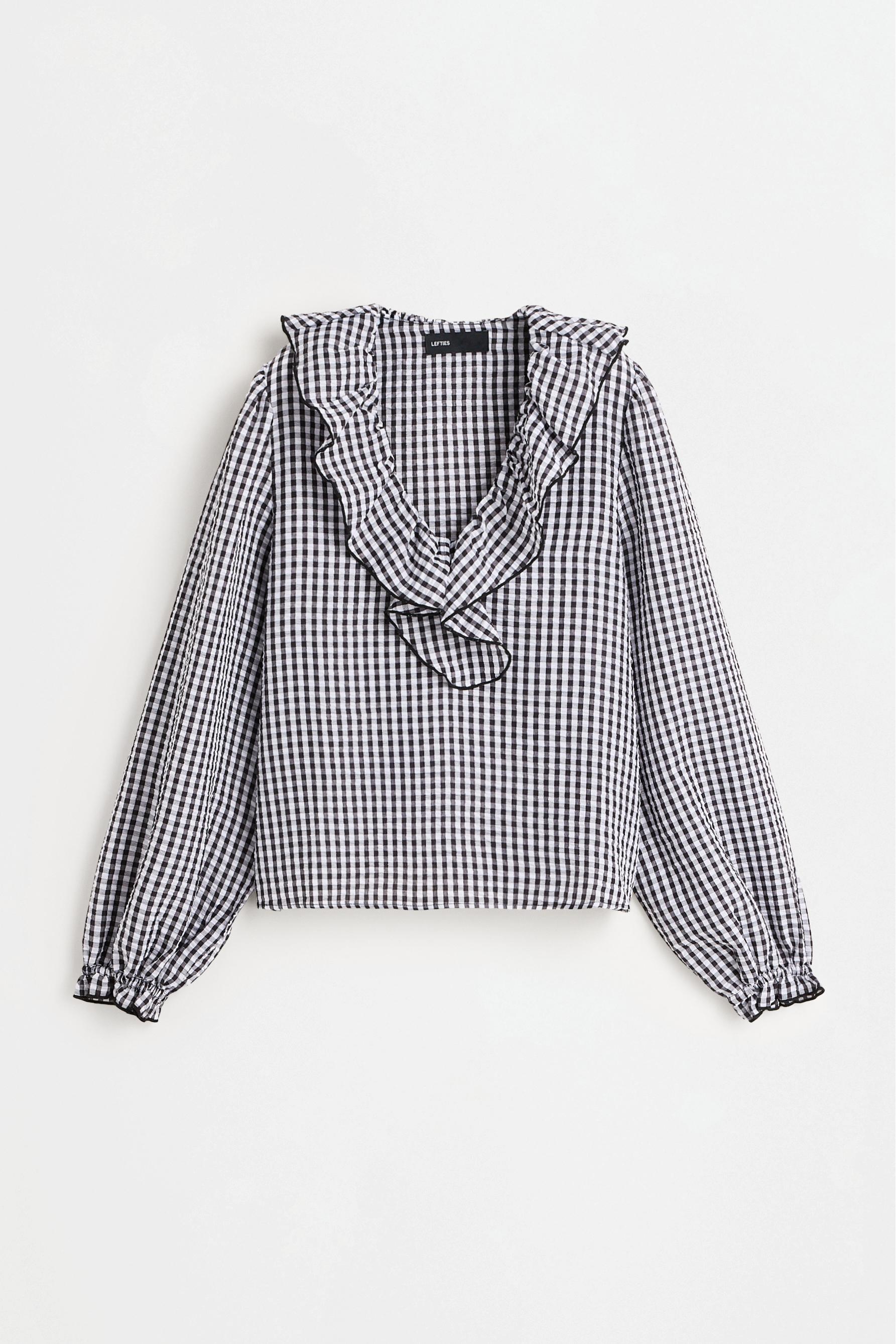 Gingham blouse — WHITE/BLACK