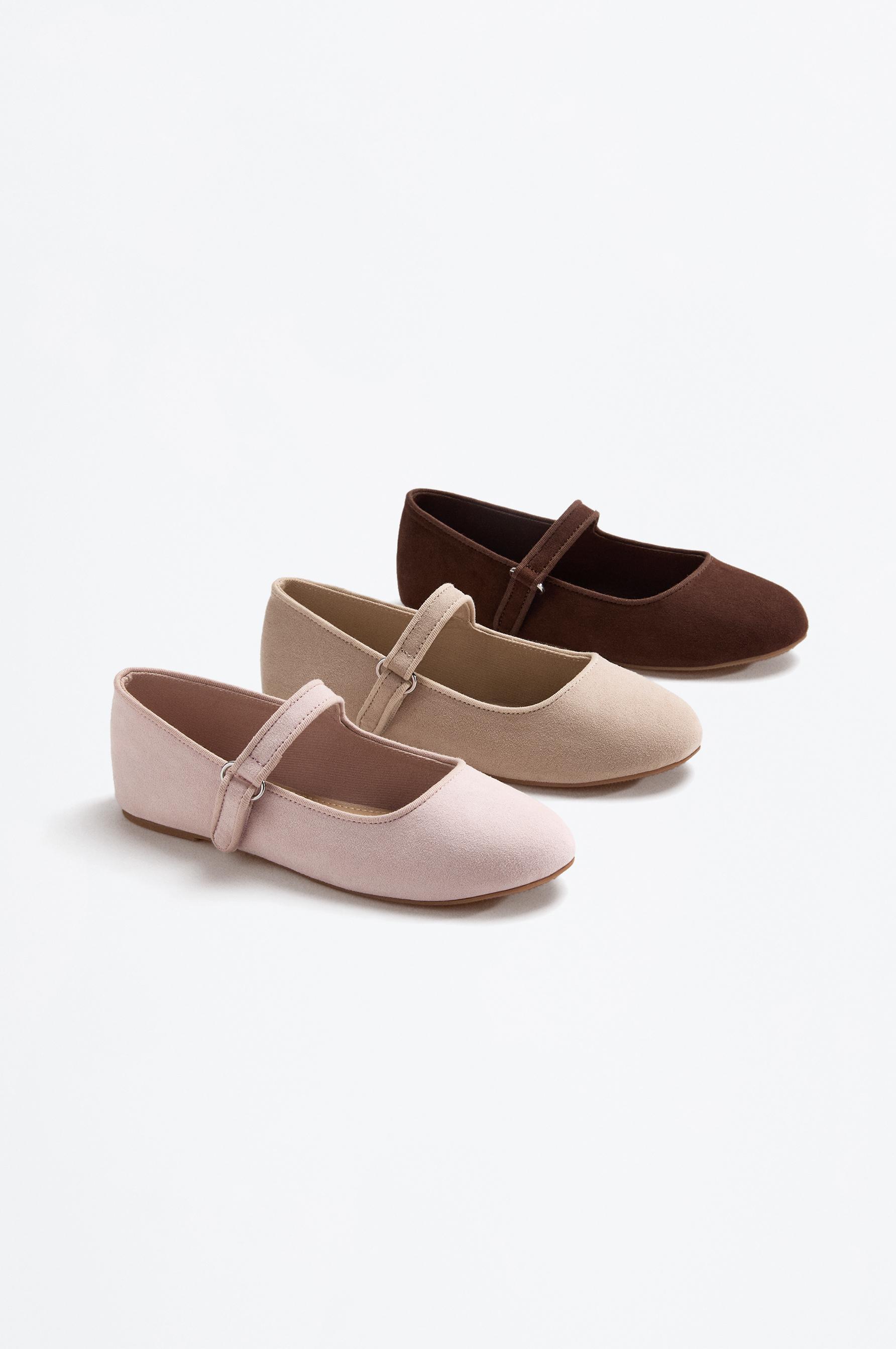 Mary Jane ballerina flat — BROWN