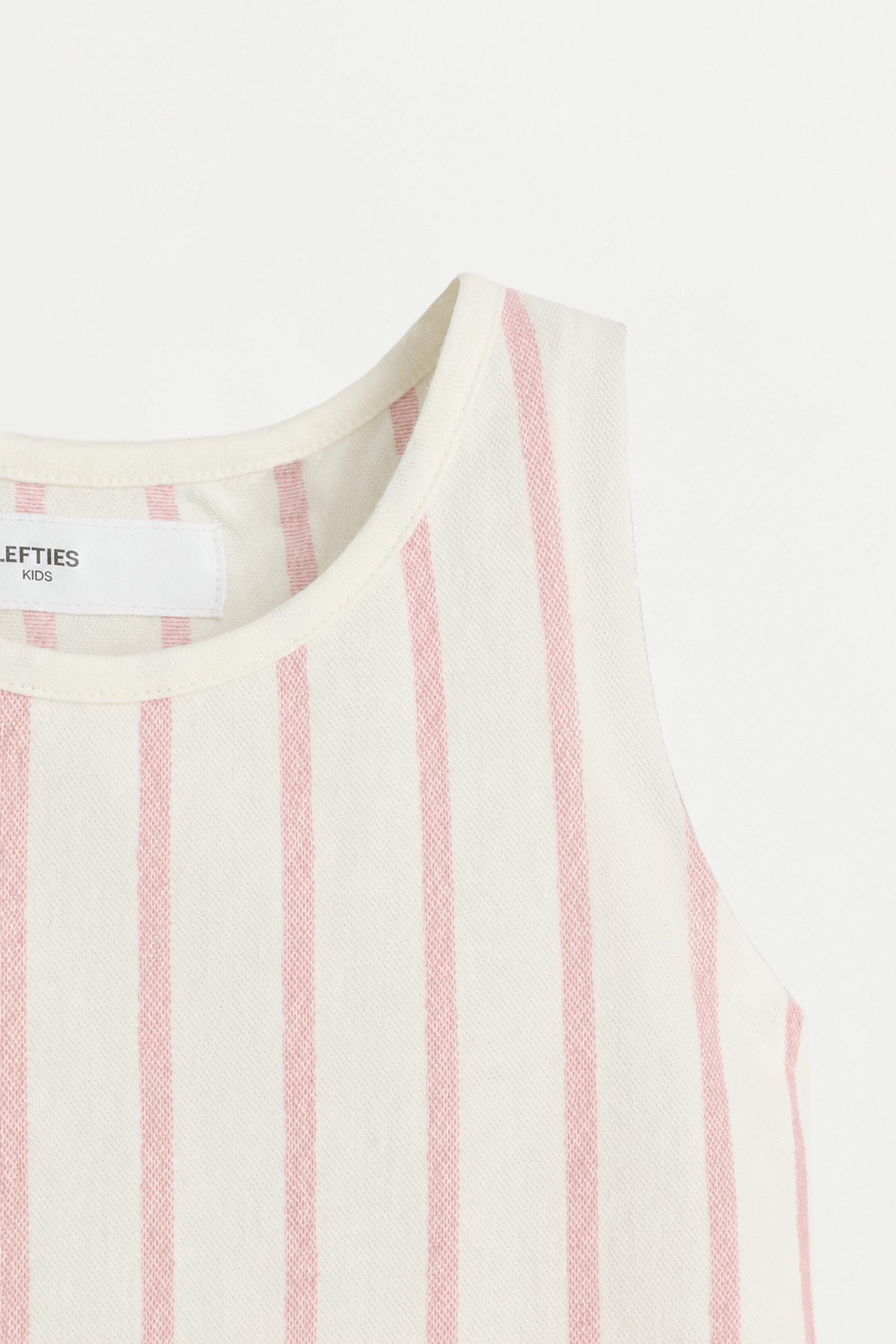 Striped top with ties — PINK/WHITE