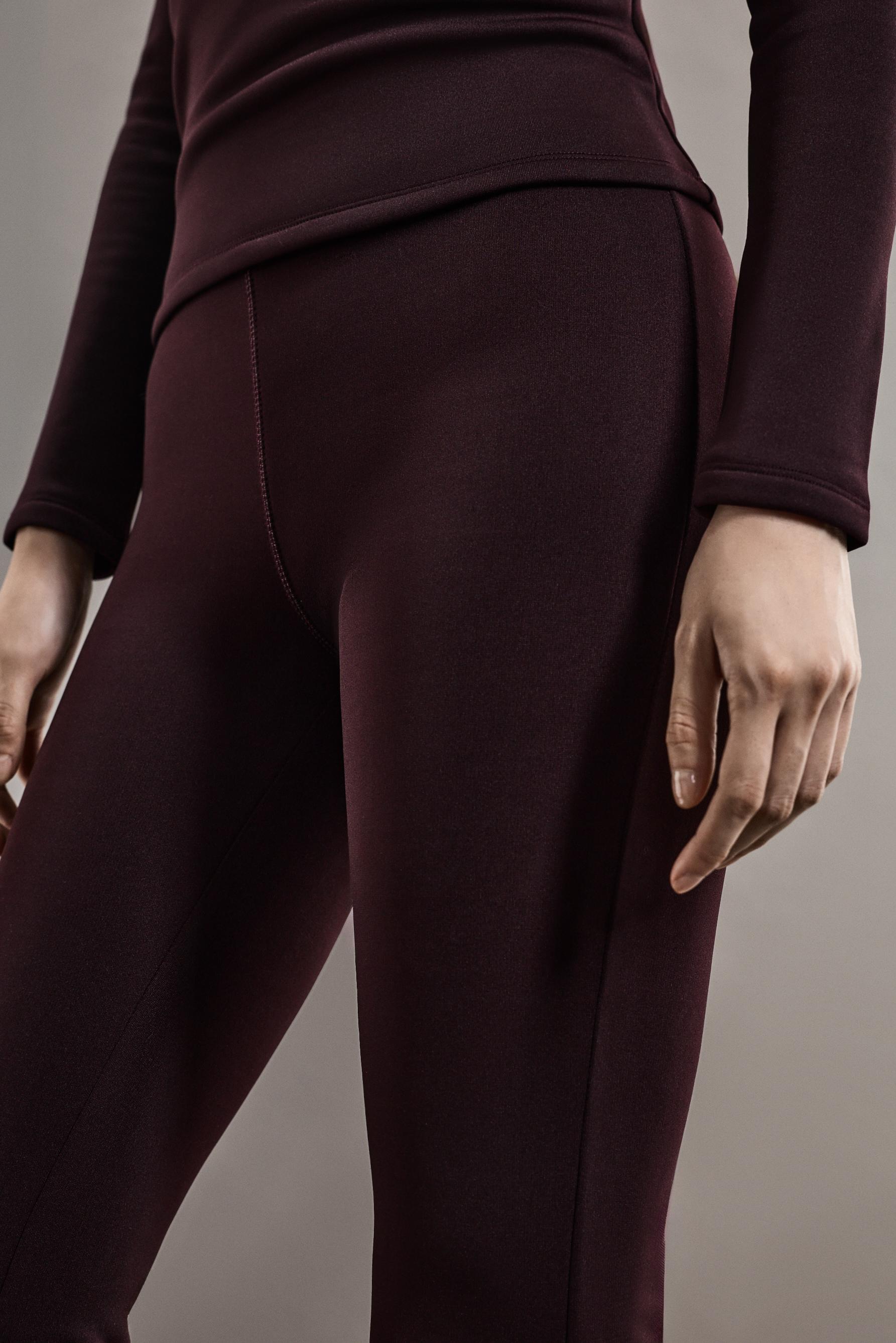 HEAVY WEIGHT thermal bell bottom leggings (10°F to 48°F) — DARK BURGUNDY