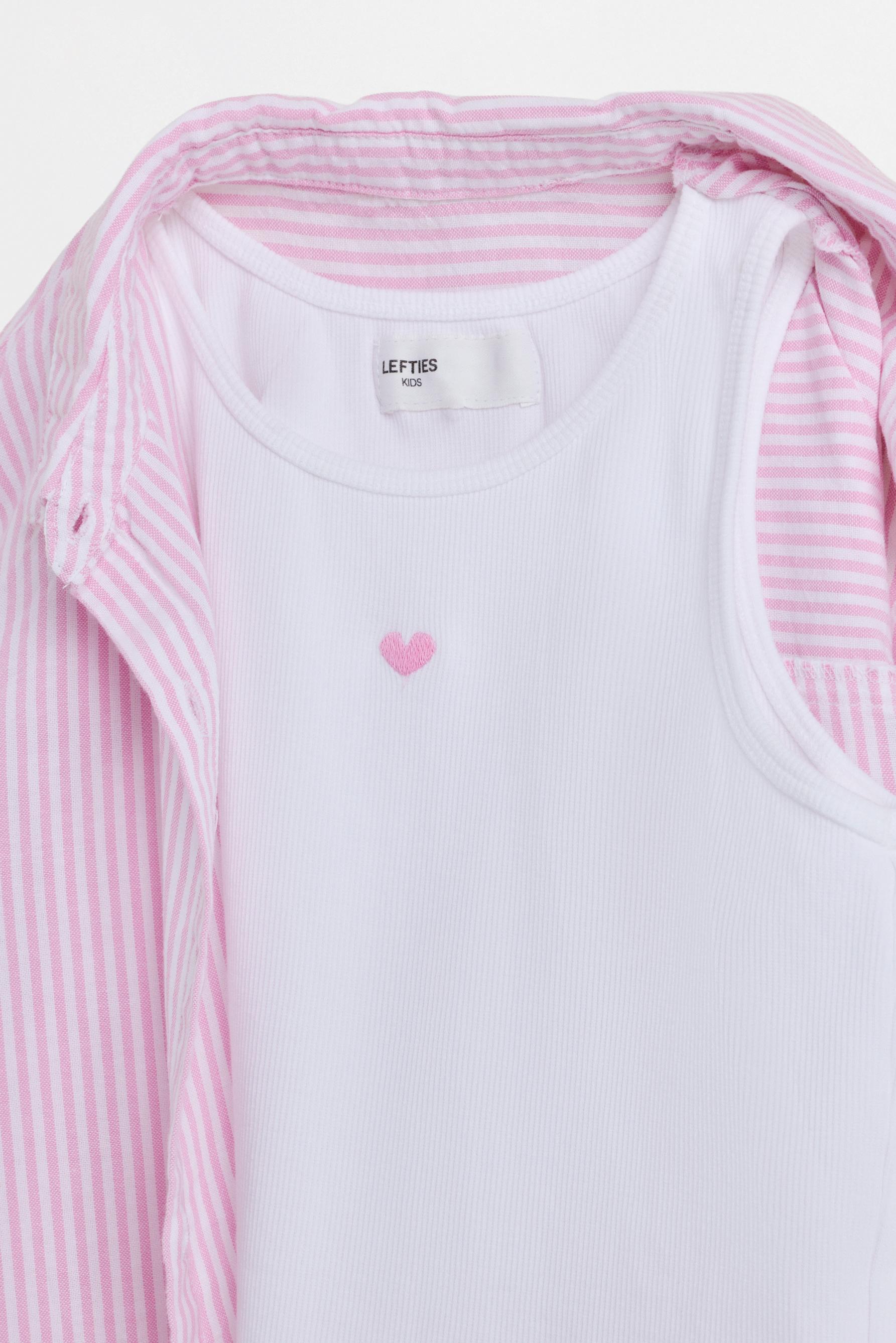Striped shirt and ribbed T-shirt pack — PINK