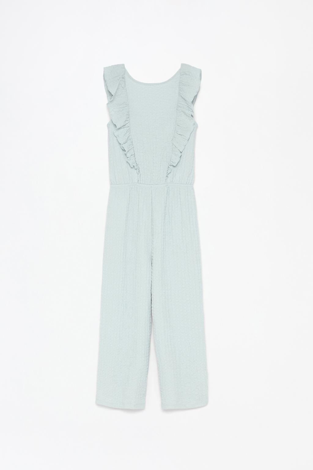 Textured jumpsuit with ruffles