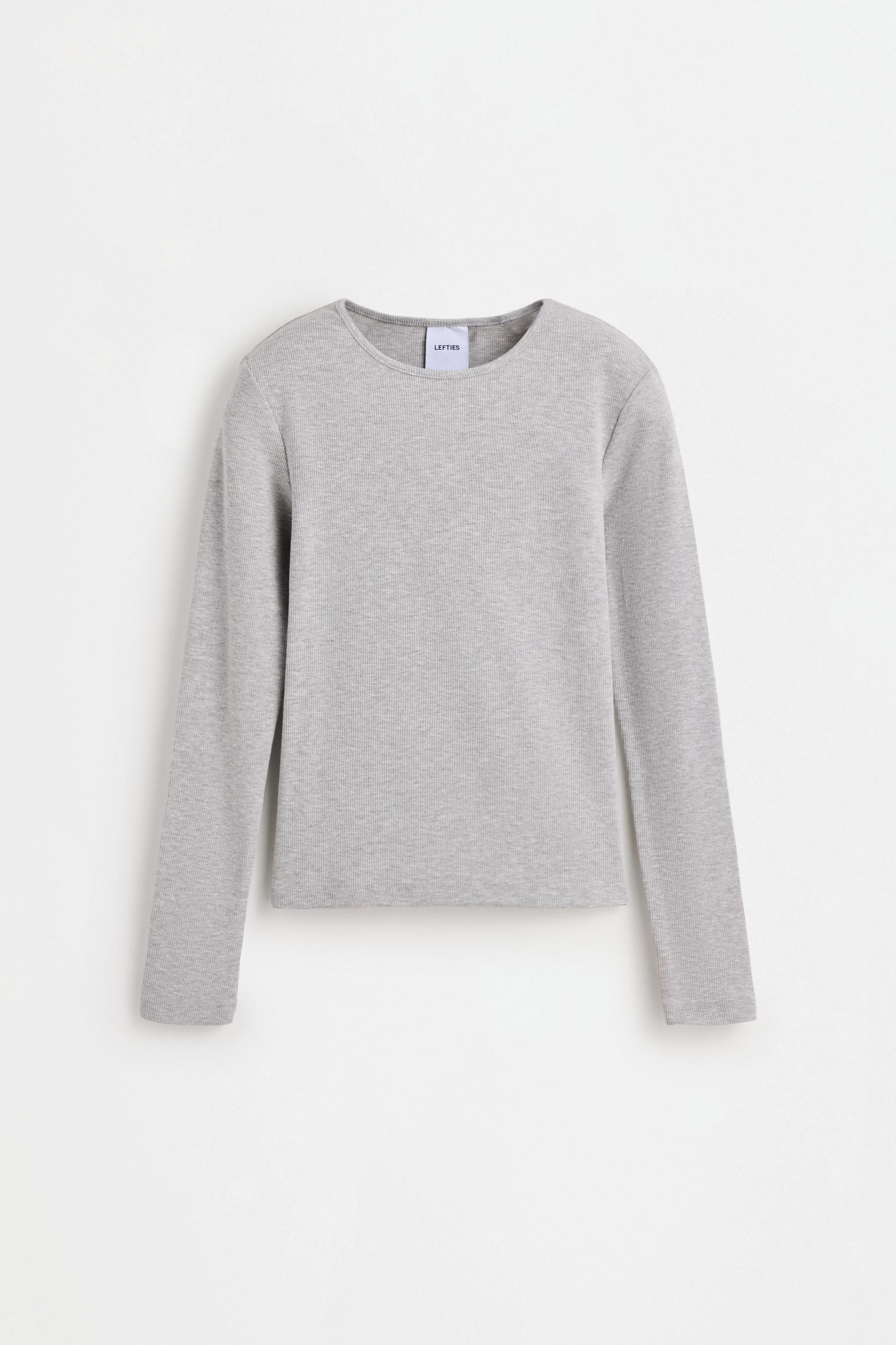 Ribbed long sleeve T-shirt — GREY MARL