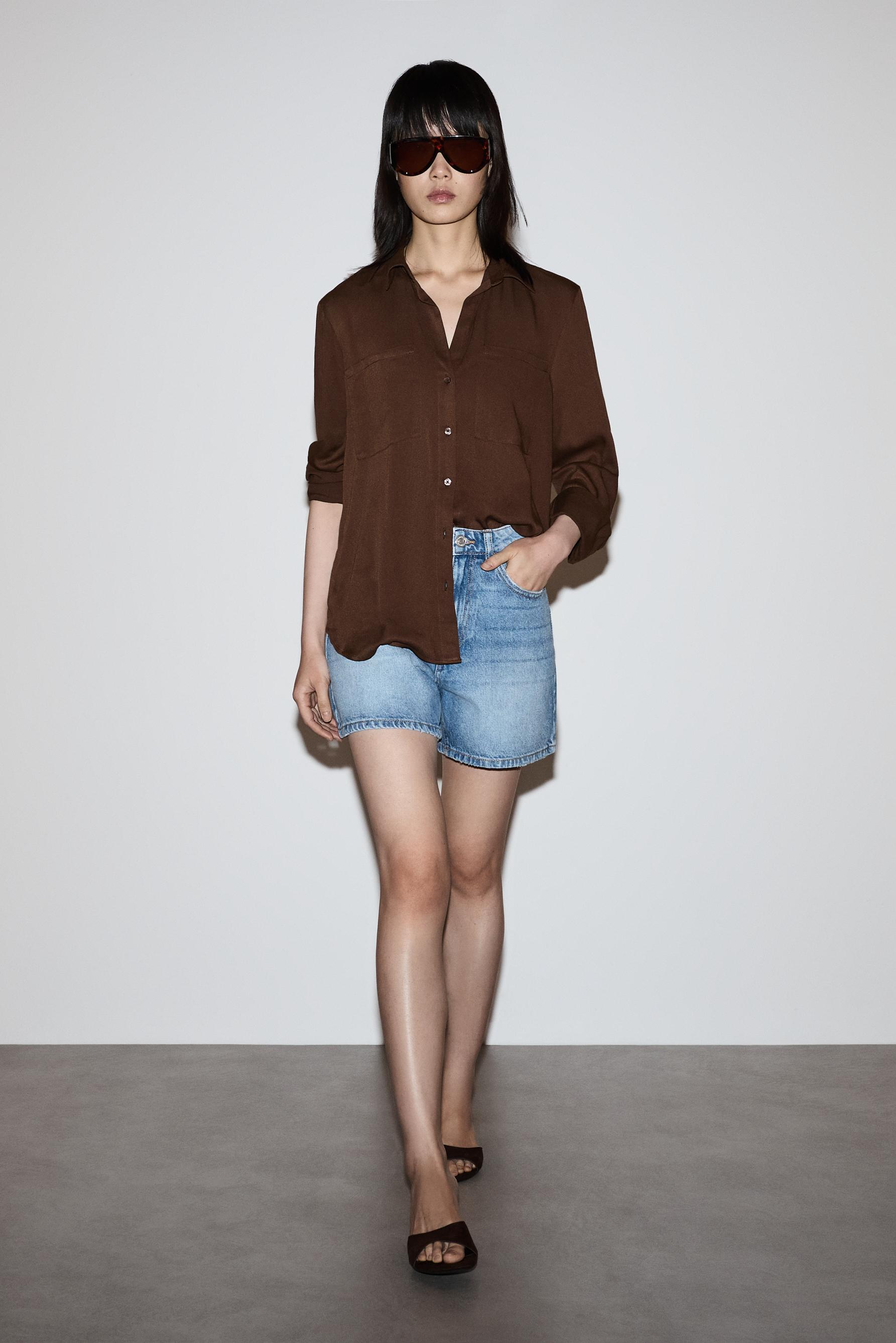 Flowy pocket shirt — PALE BROWN