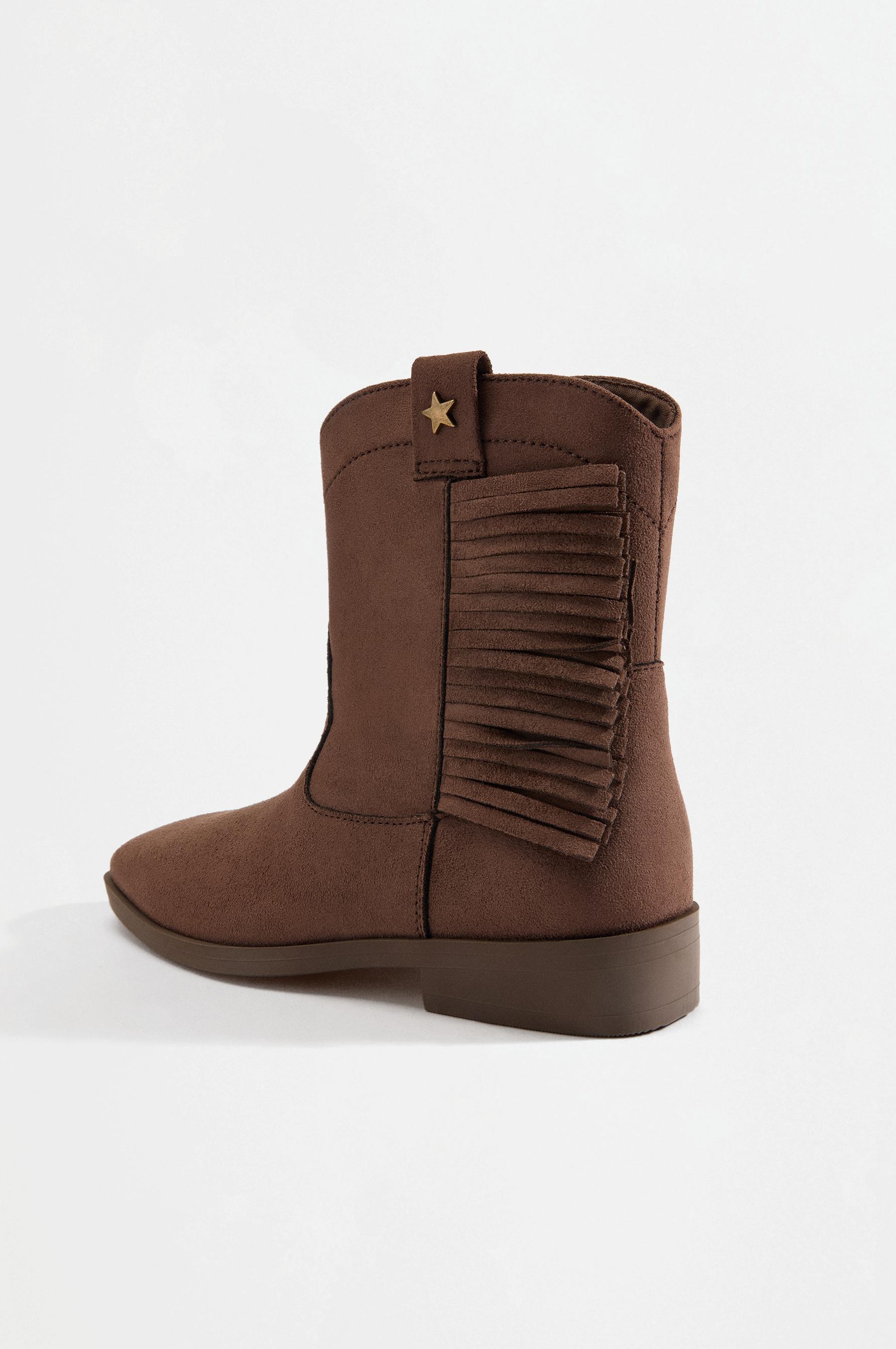 Fringed cowgirl boots — BROWN