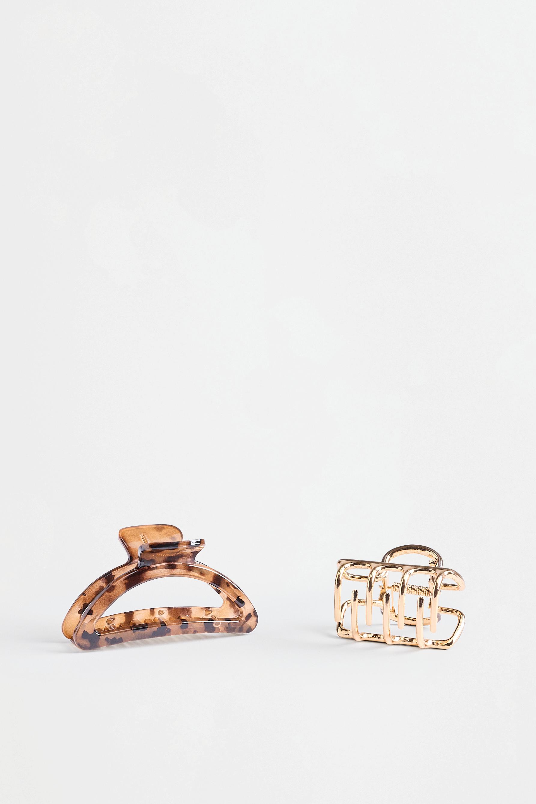 Combined hair clips (2-pack) — TORTOISESHELL