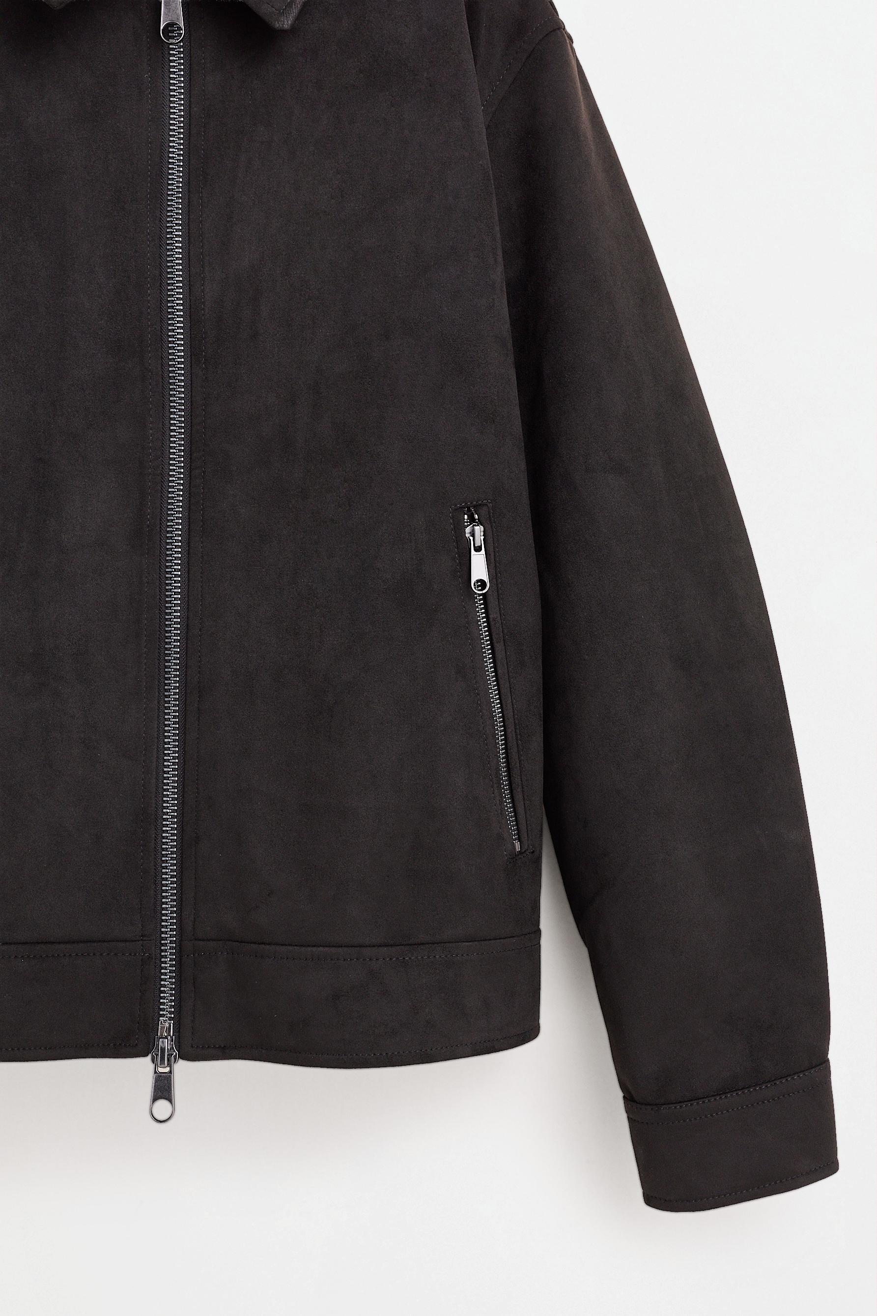Faux suede jacket — BLACK